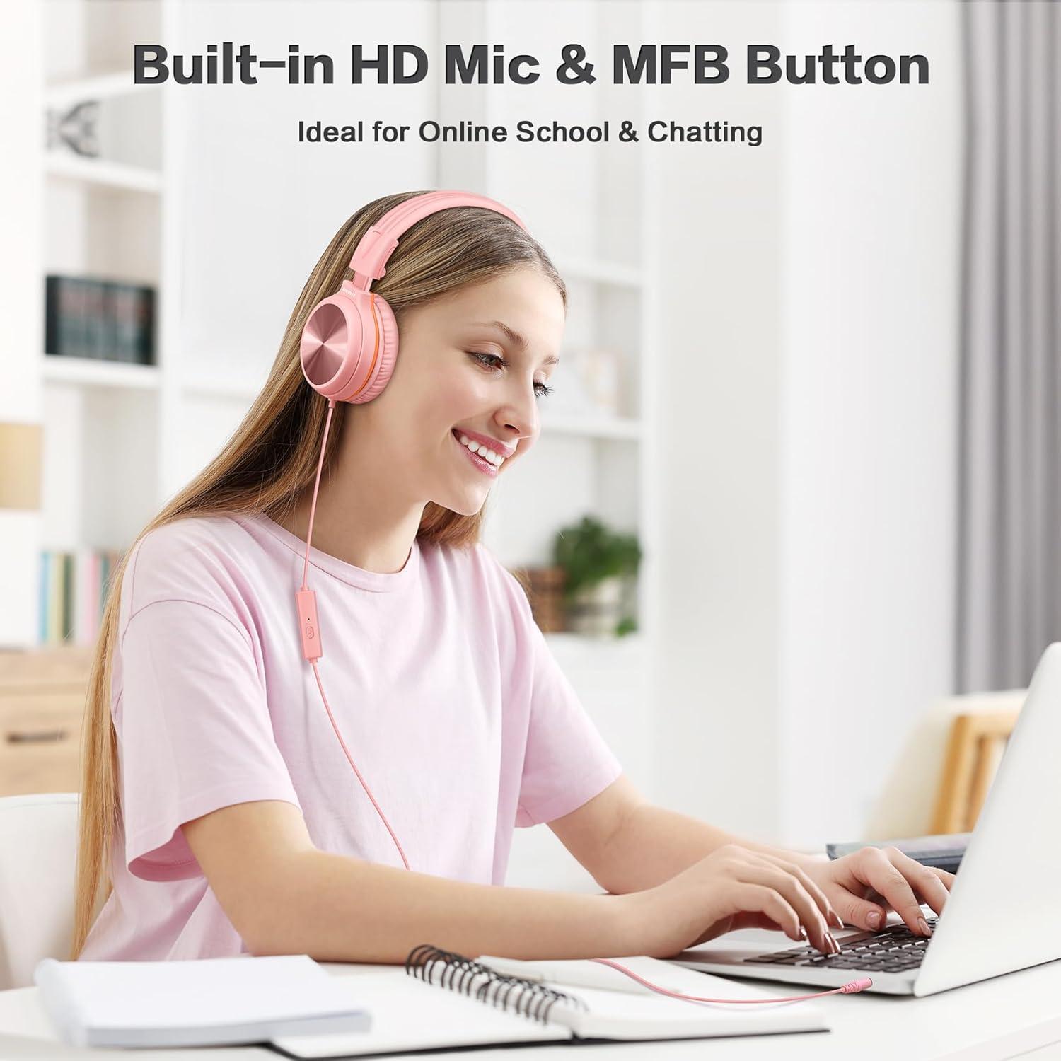 Auriculares con Cable Simolio SM-904P Rosa para Niños