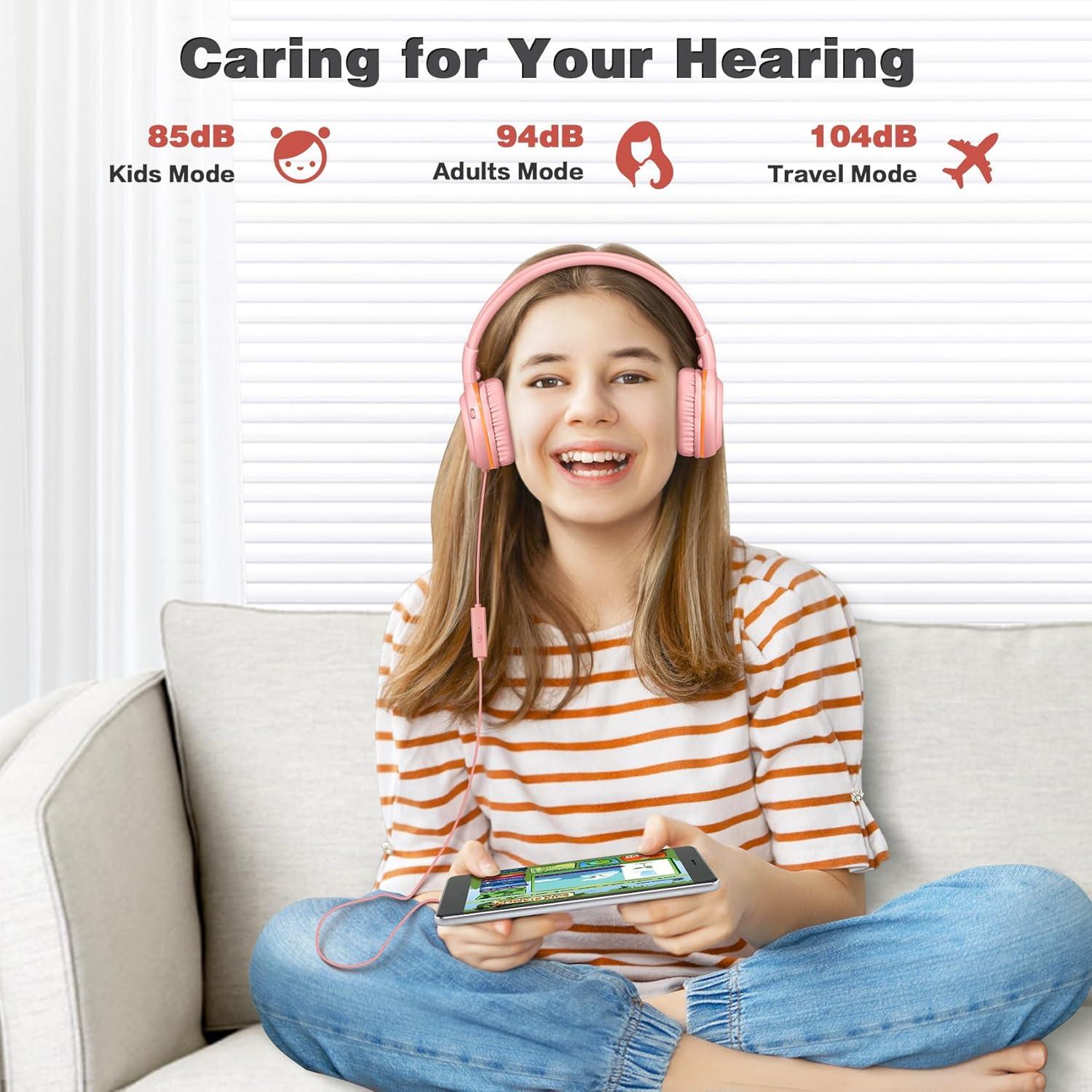 Auriculares con Cable Simolio SM-904P Rosa para Niños