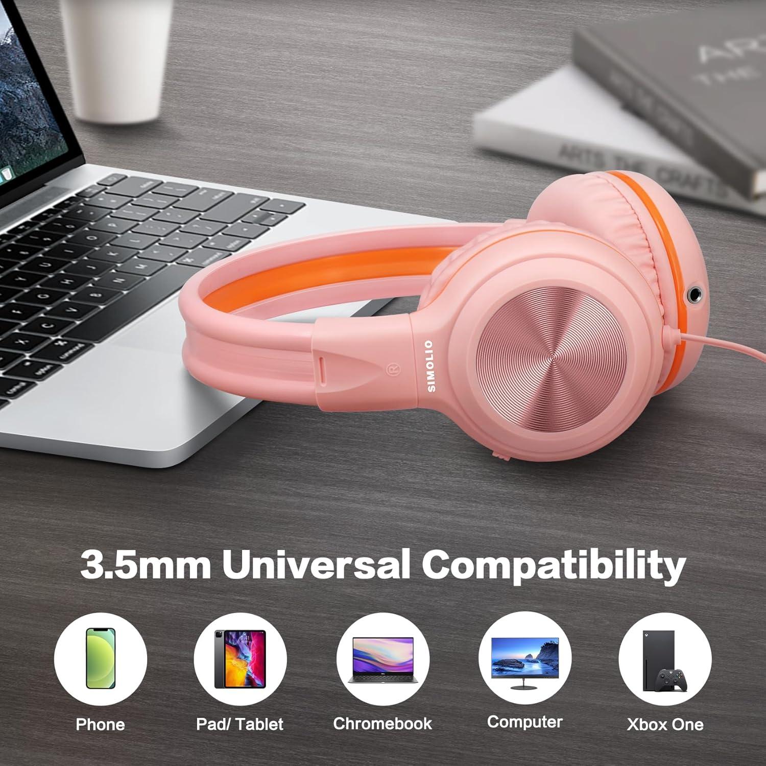 Auriculares con Cable Simolio SM-904P Rosa para Niños