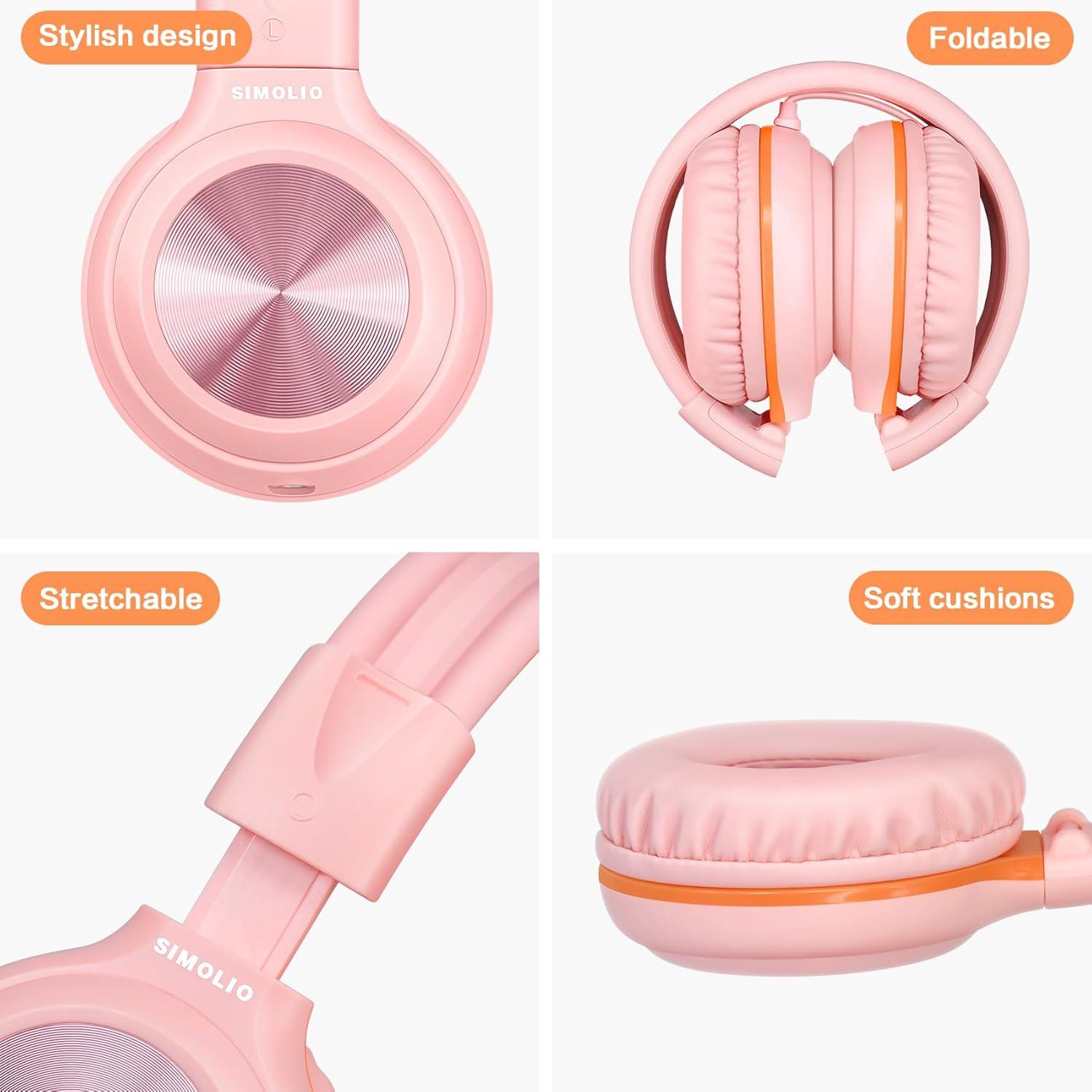 Auriculares con Cable Simolio SM-904P Rosa para Niños