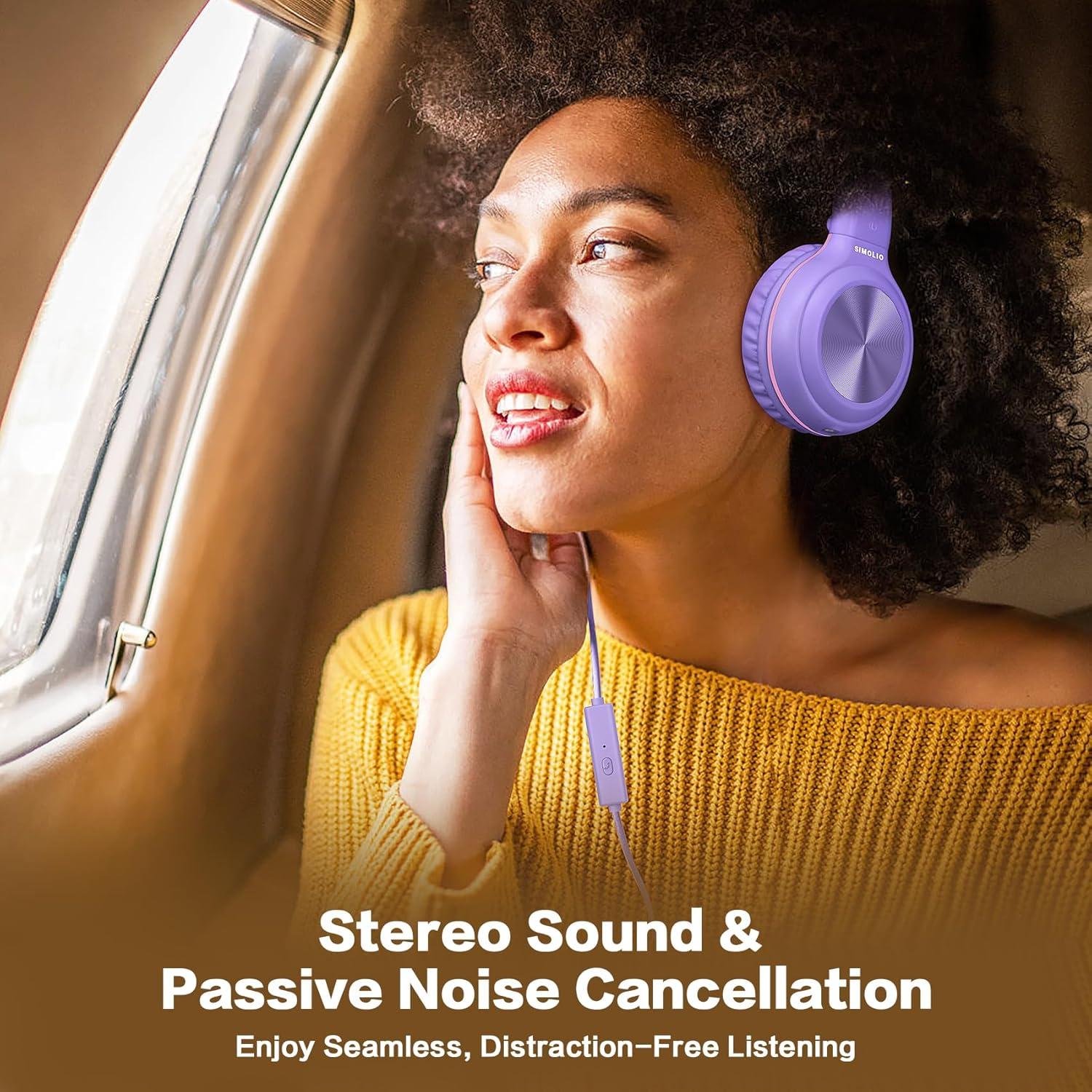 Auriculares Estéreo con Cable SIMOLIO Plegables 3.5mm con Micrófono