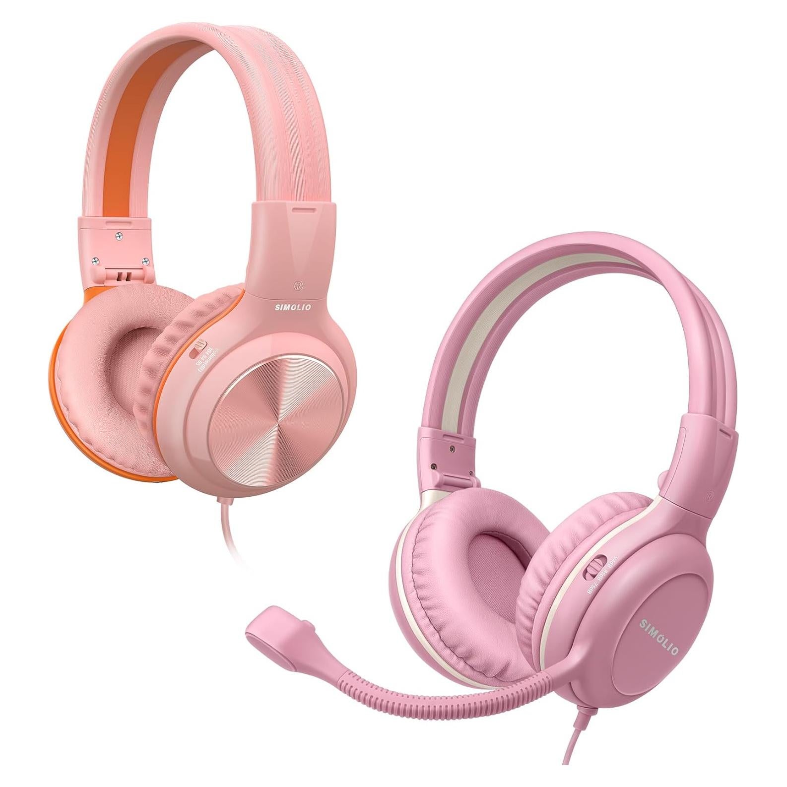 Auriculares con cable SIMOLIO para Niñas con Micrófono y Volumen Ajustable