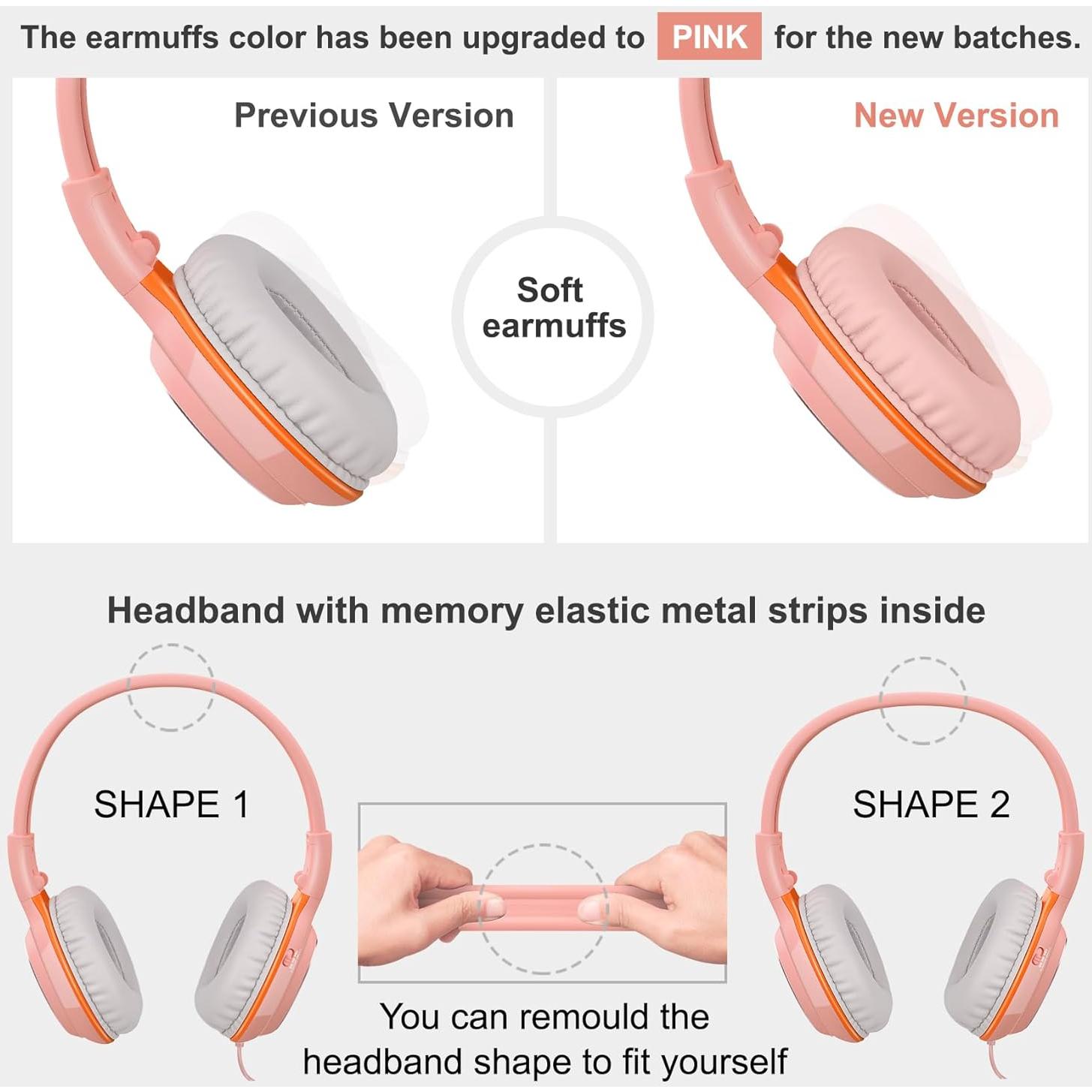 Auriculares con cable SIMOLIO para Niñas con Micrófono y Volumen Ajustable
