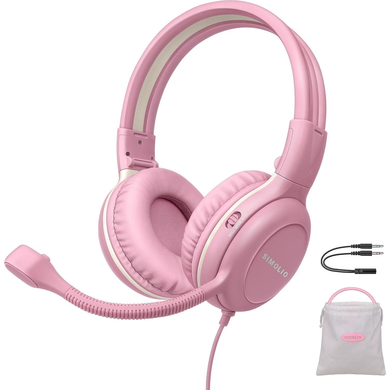 Auriculares con cable SIMOLIO para Niñas con Micrófono y Volumen Ajustable