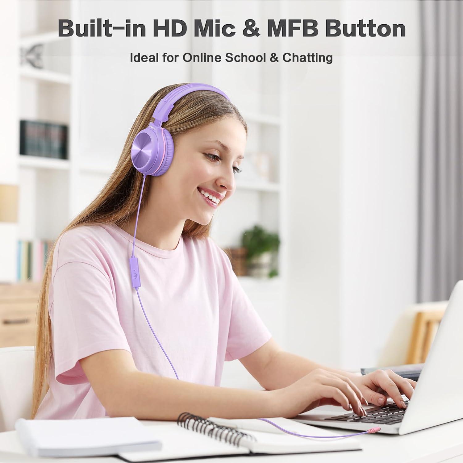 Auriculares Estéreo SIMOLIO con Micrófono y Limitador de Volumen