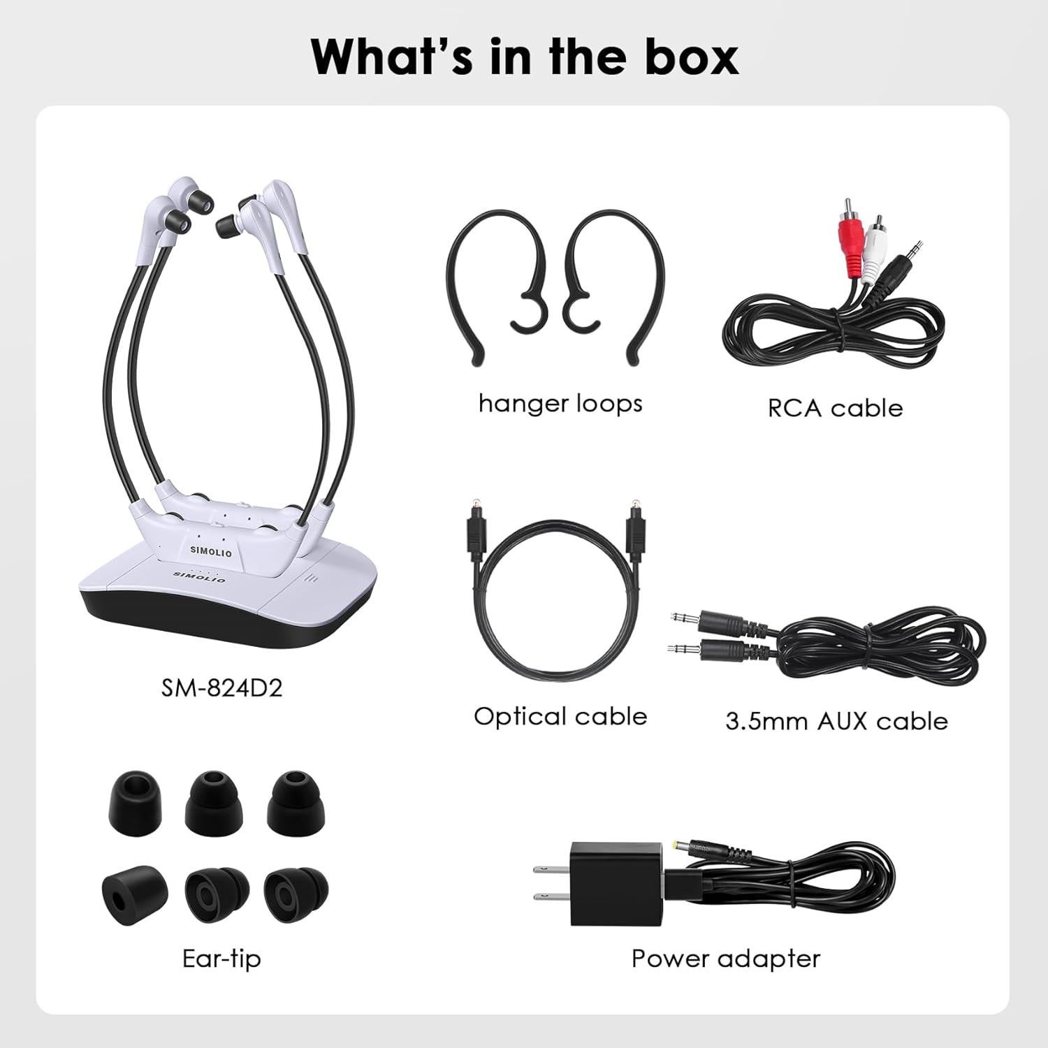 Auriculares Inalámbricos SIMOLIO SM-824D2 para TV con Batería