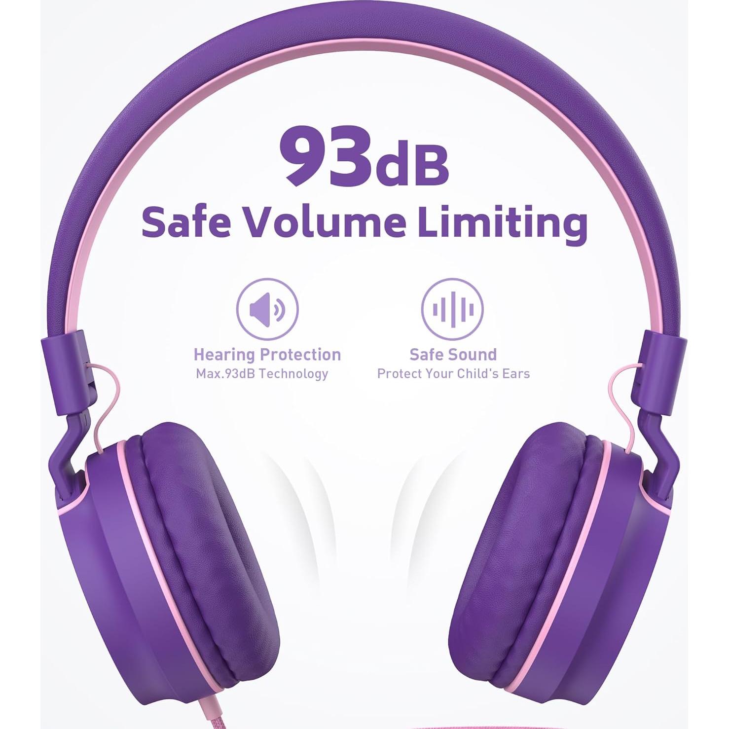 AILIHEN Kids Headphones Bulk 10-Pack for K-12 School Classroom, On-Ear Wired Headset with Microphone for Students Children with 93dB Volume Limited, 3.5mm Jack for Chromebooks Tablets Laptop Computer