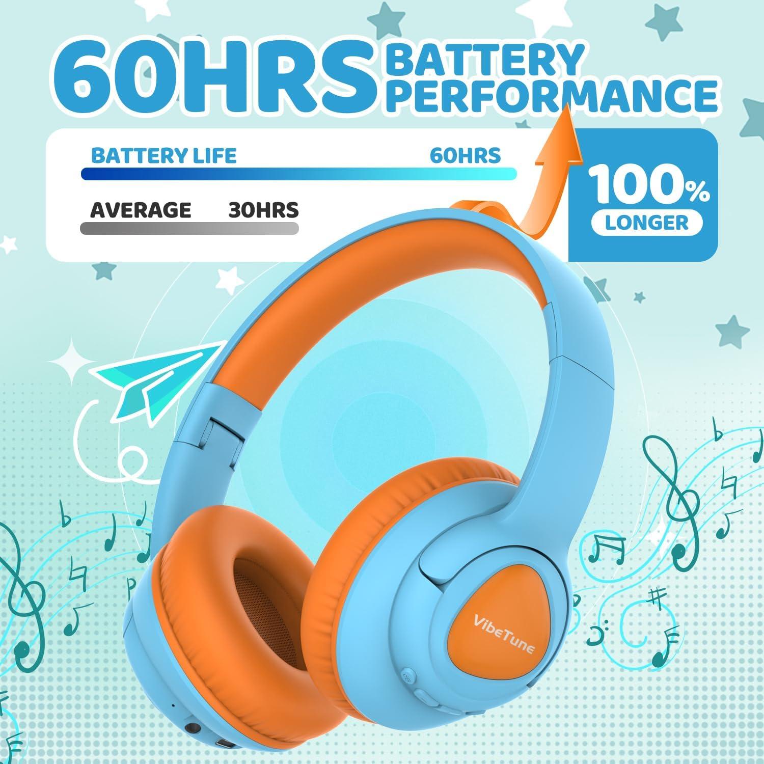 Auriculares Inalámbricos VibeTune T1 para Niños Azul, 60H Batería