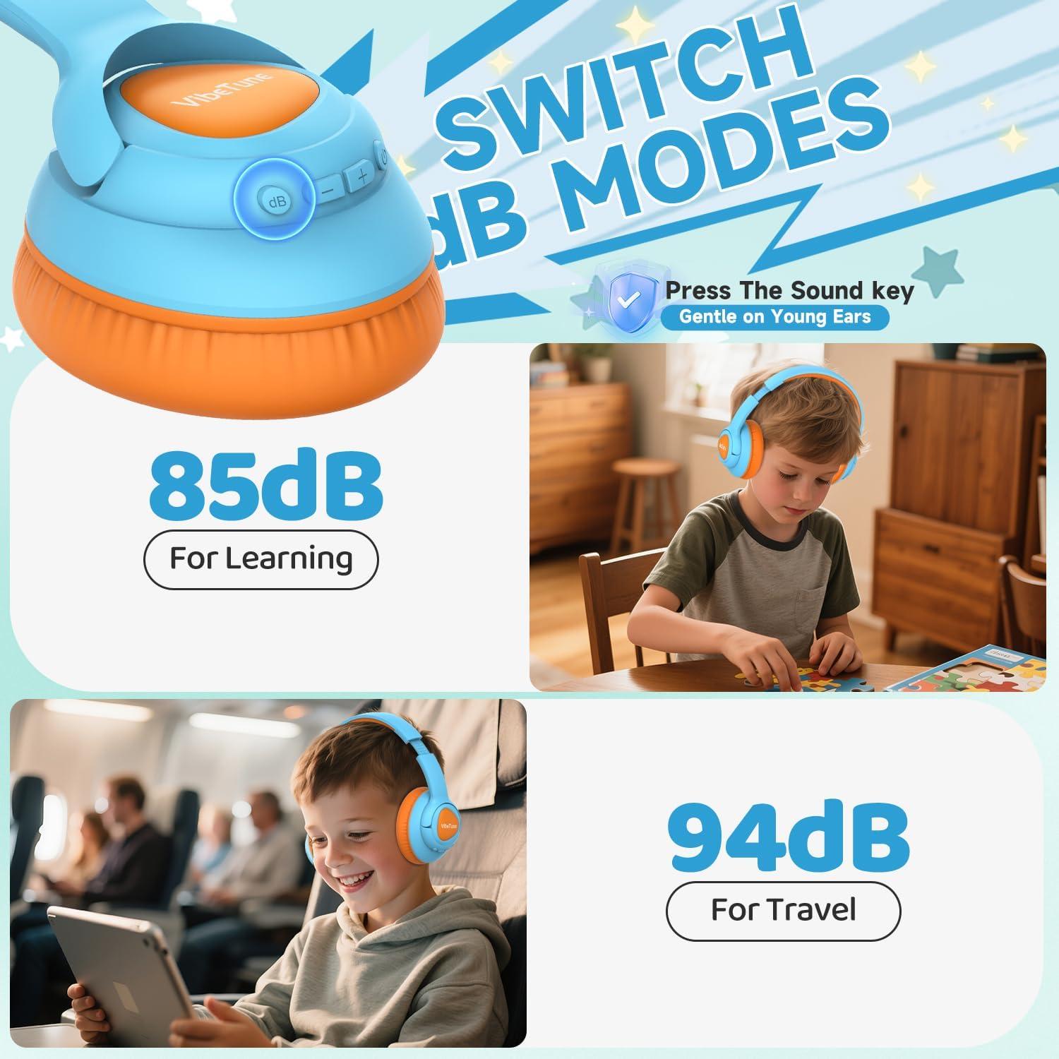 Auriculares Inalámbricos VibeTune T1 para Niños Azul, 60H Batería