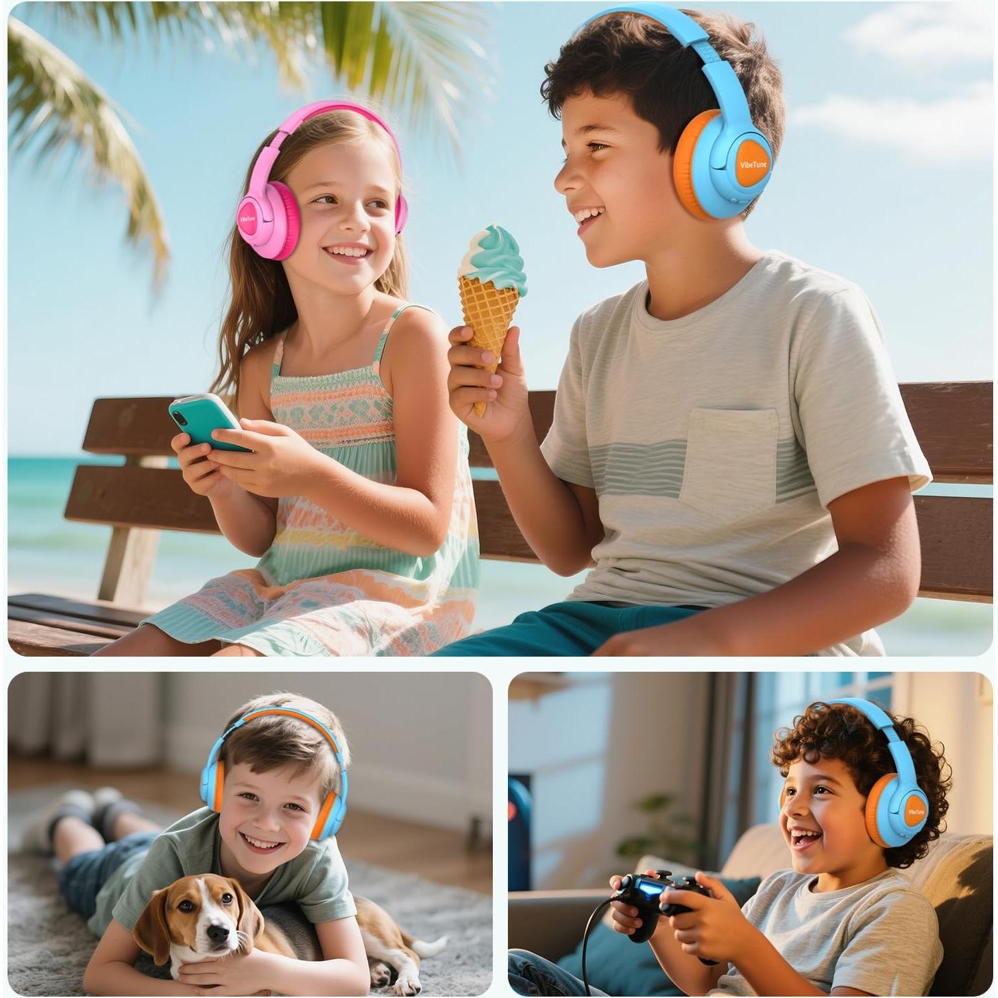 Auriculares Inalámbricos VibeTune T1 para Niños Azul, 60H Batería