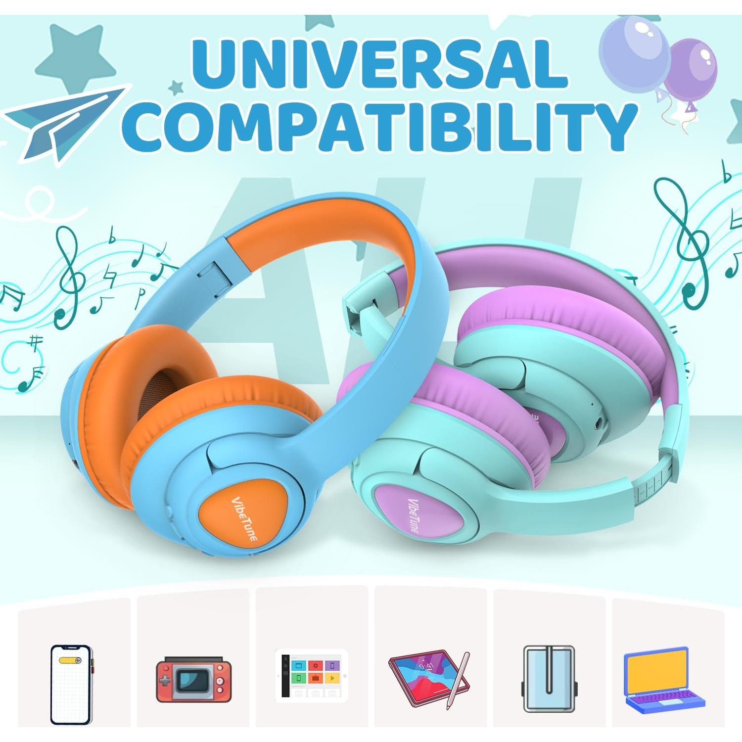 Auriculares Inalámbricos VibeTune T1 para Niños Azul, 60H Batería