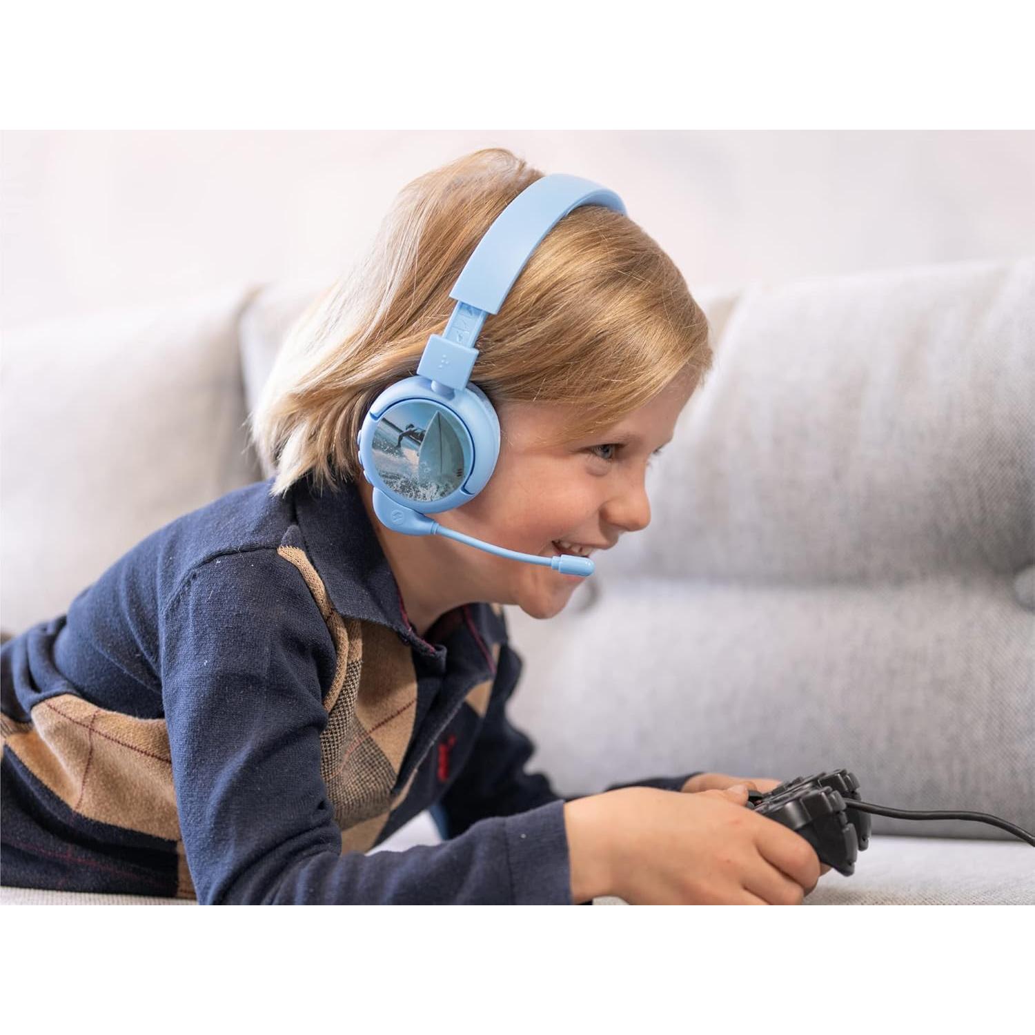 Made for Amazon Bluetooth Kids Headphones with Boom Microphone | Blue