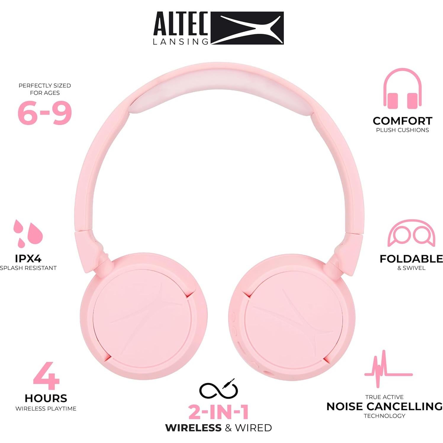 Auriculares Altec Lansing Kid Safe Bluetooth y con cable Rosa