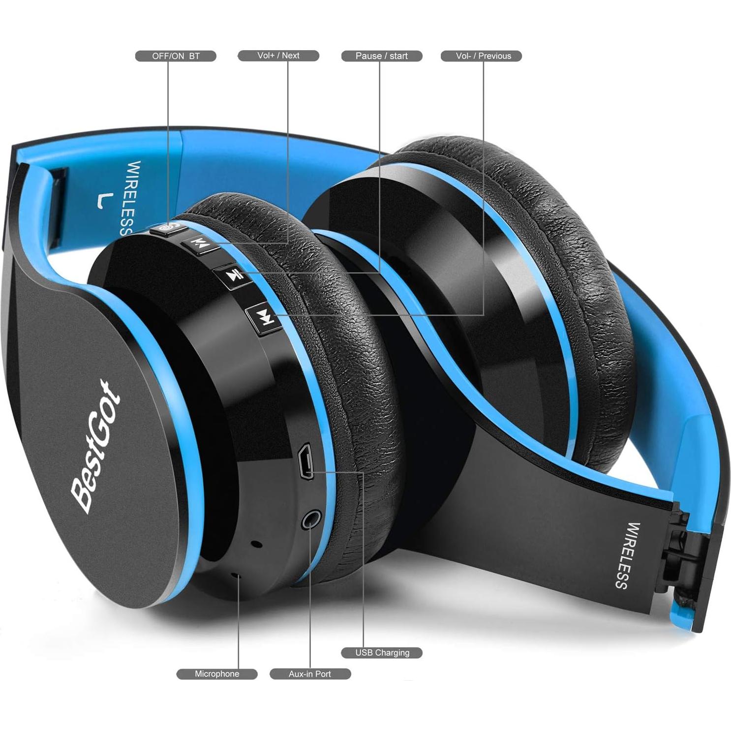 Auriculares Bluetooth BestGot BT6002 Plegables para Niños 60h