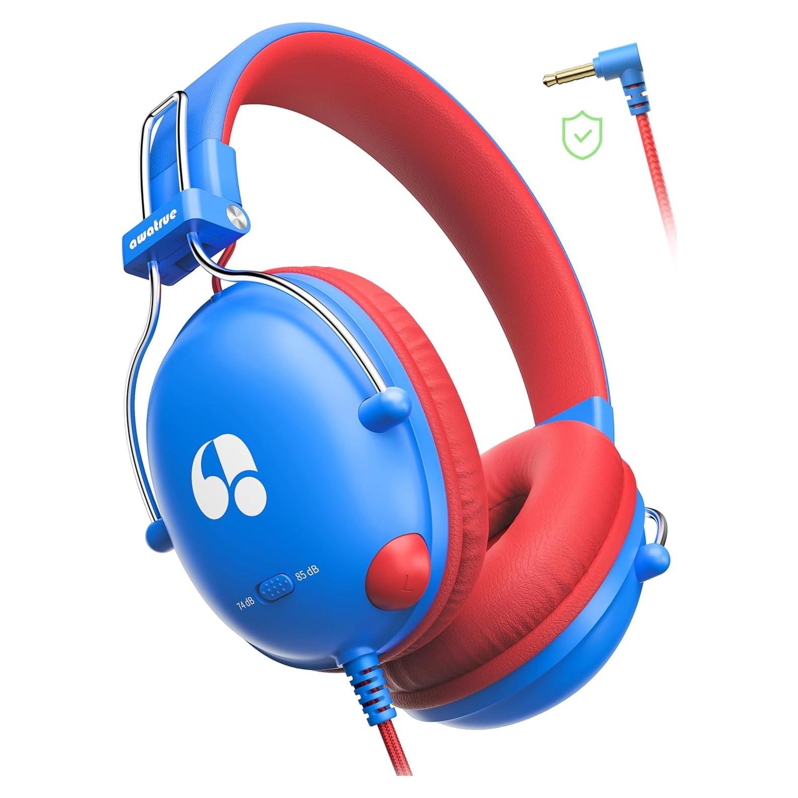 Auriculares para Niños Awatrue HK05 con Cable 3.5mm Azul-Rojo