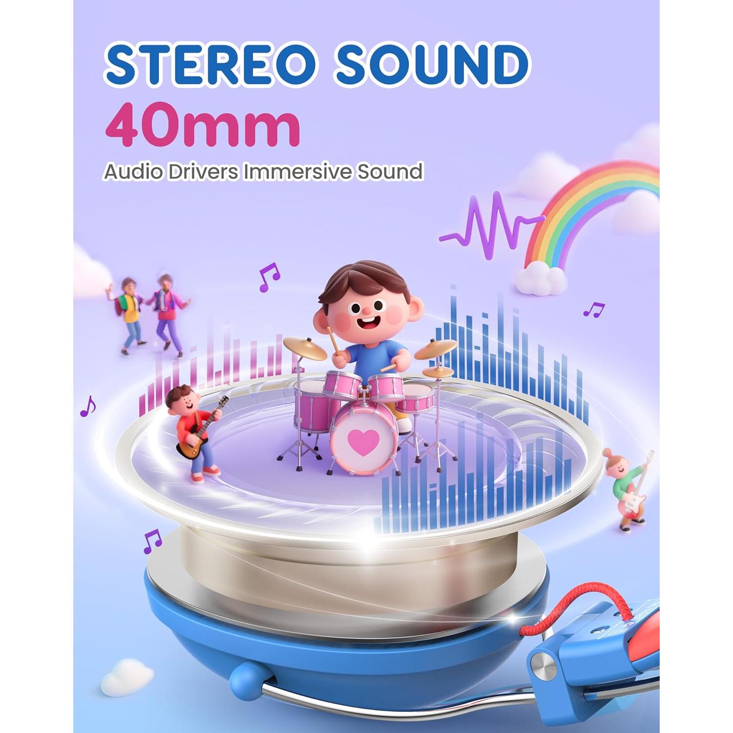 Auriculares para Niños Awatrue HK05 con Cable 3.5mm Azul-Rojo