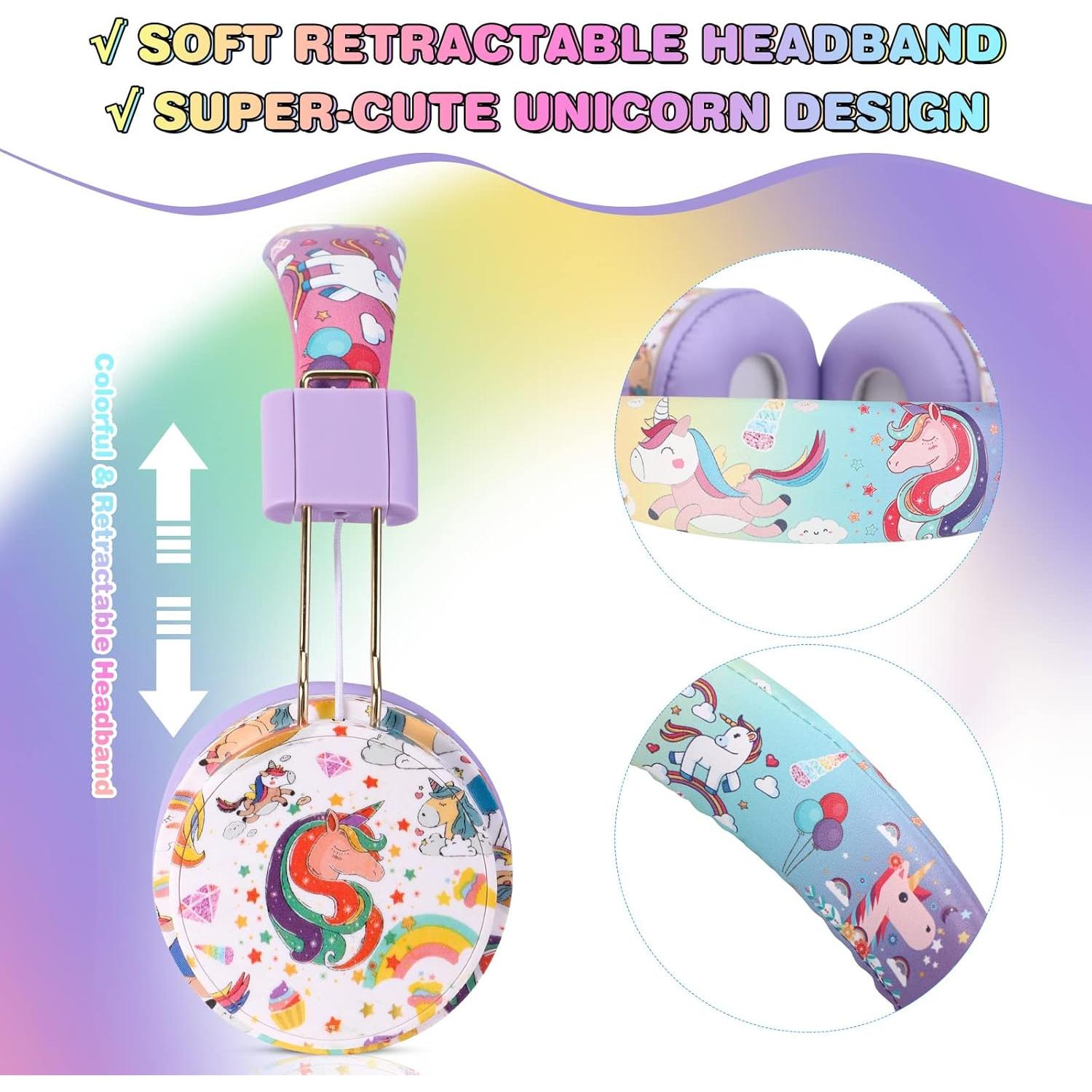 Auriculares Bluetooth QearFun Unicornio Púrpura con Micrófono