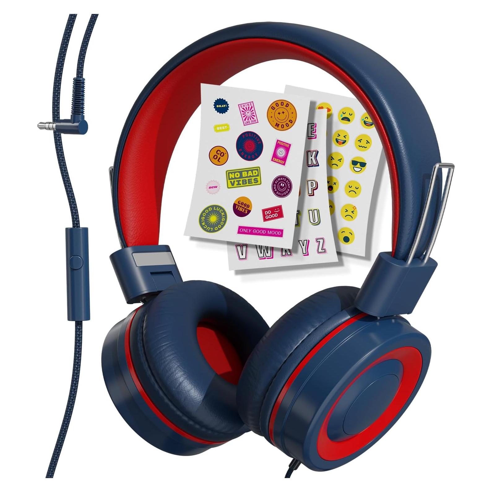 Auriculares MYZI Plegables para Niños 85dB con Micrófono - Marino