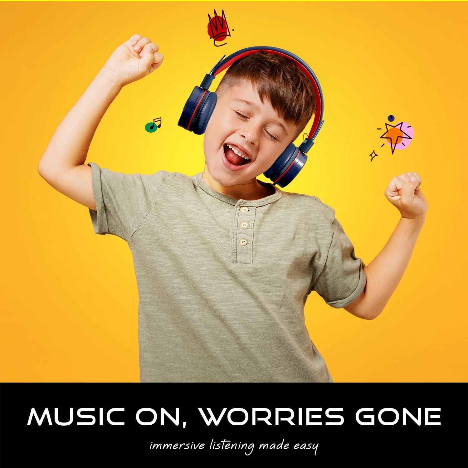 Auriculares MYZI Plegables para Niños 85dB con Micrófono - Marino