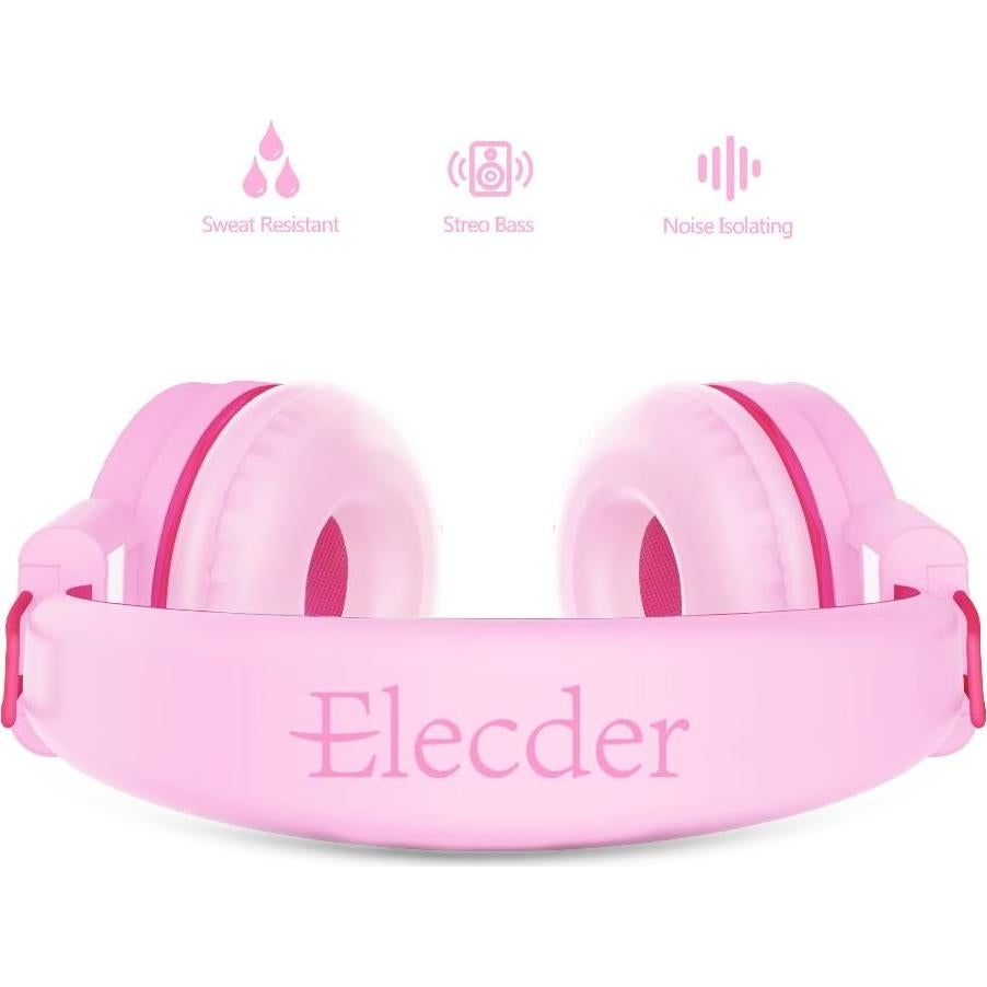 Auriculares Plegables Elecder i37 Rosa para Niños y Adolescentes