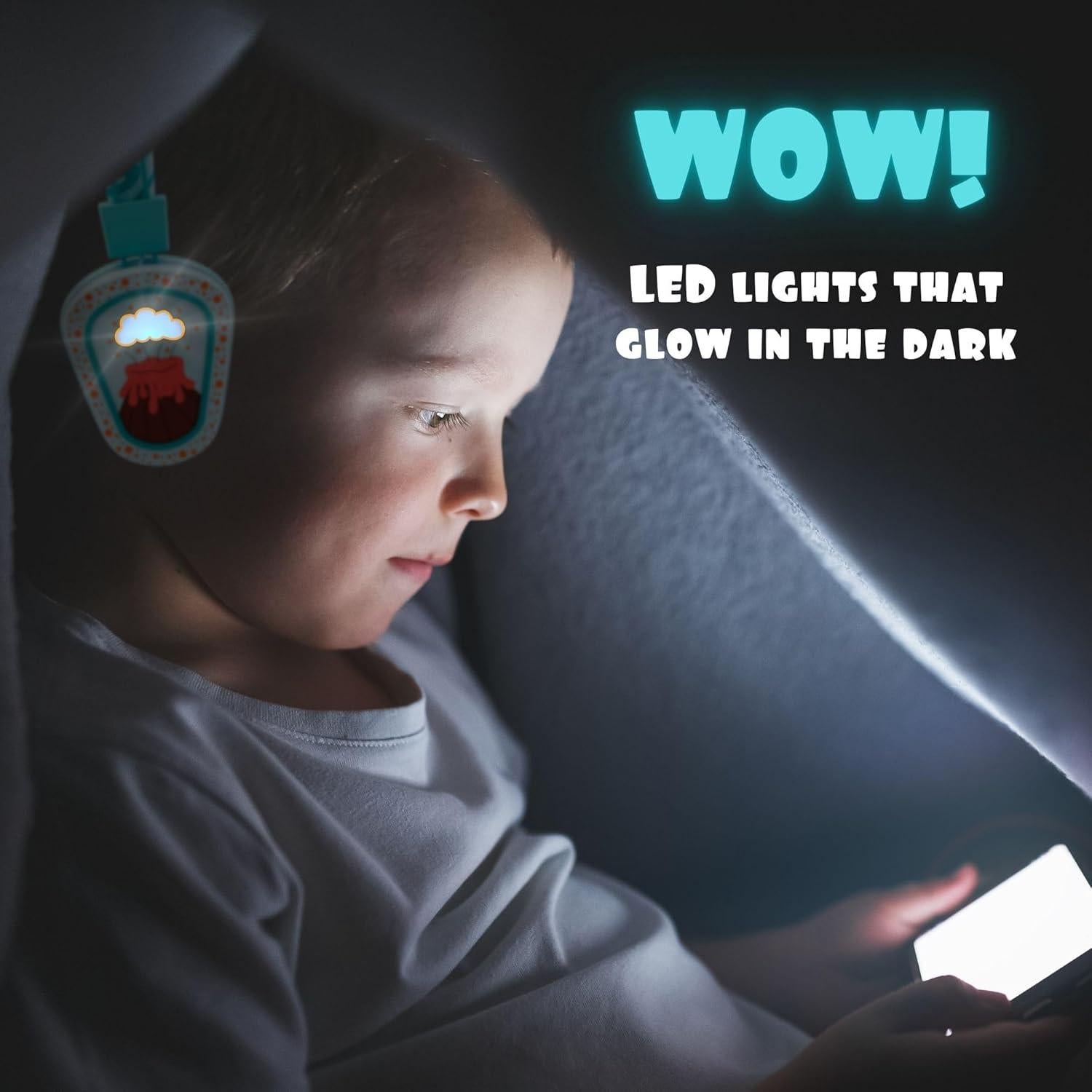 Auriculares Kidrox Dino LED para Niños, USB-C, Volumen Seguro