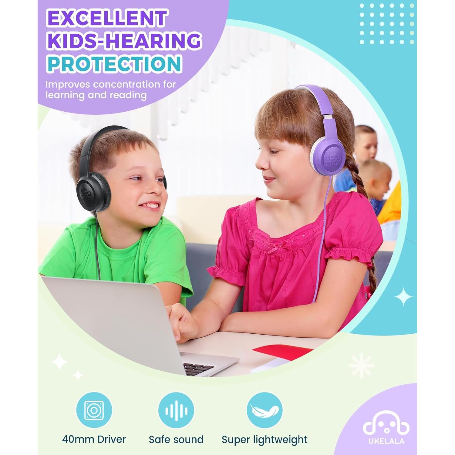 Auriculares UKELALA C3 para Niños Plegables 3.5mm Púrpura