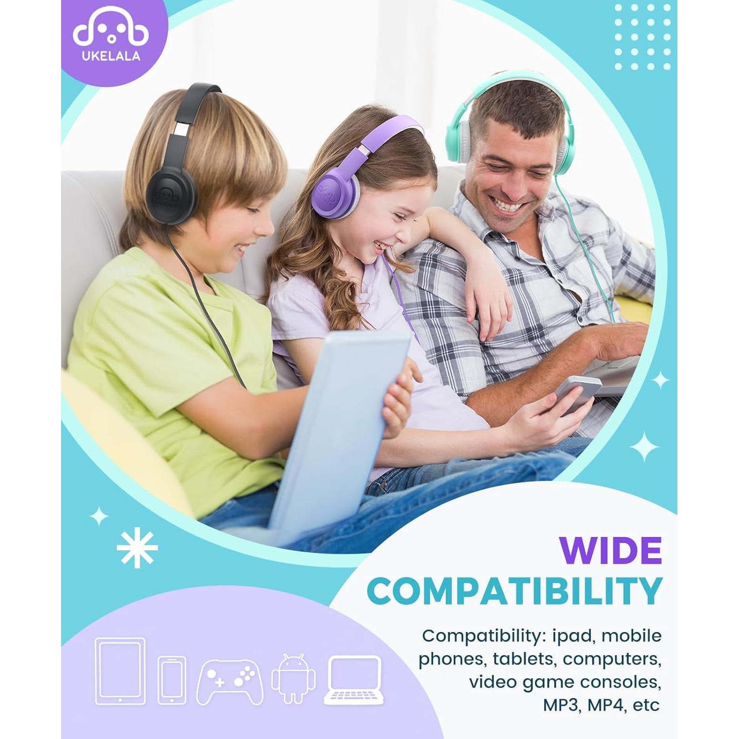 Auriculares UKELALA C3 para Niños Plegables 3.5mm Púrpura