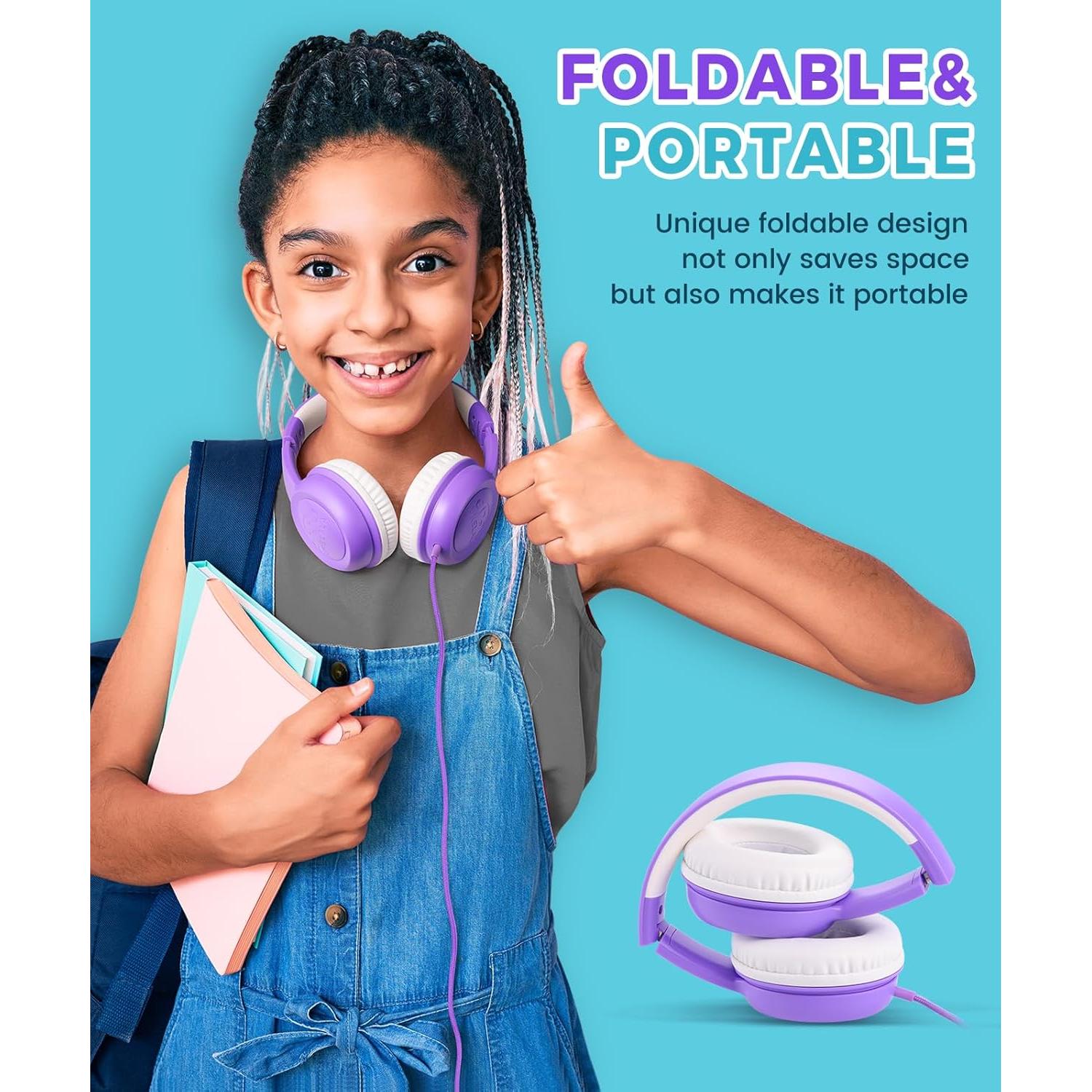 Auriculares UKELALA C3 para Niños Plegables 3.5mm Púrpura