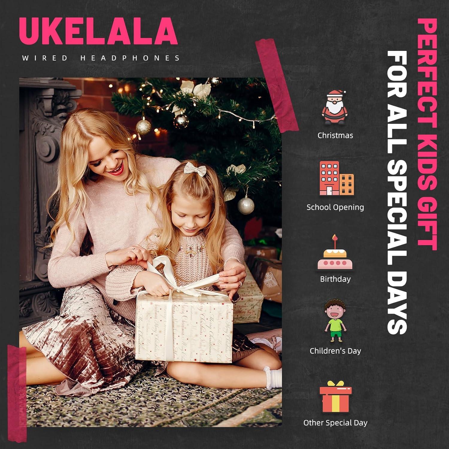 Auriculares con cable UKELALA U2 para niños Rosa 1.5m