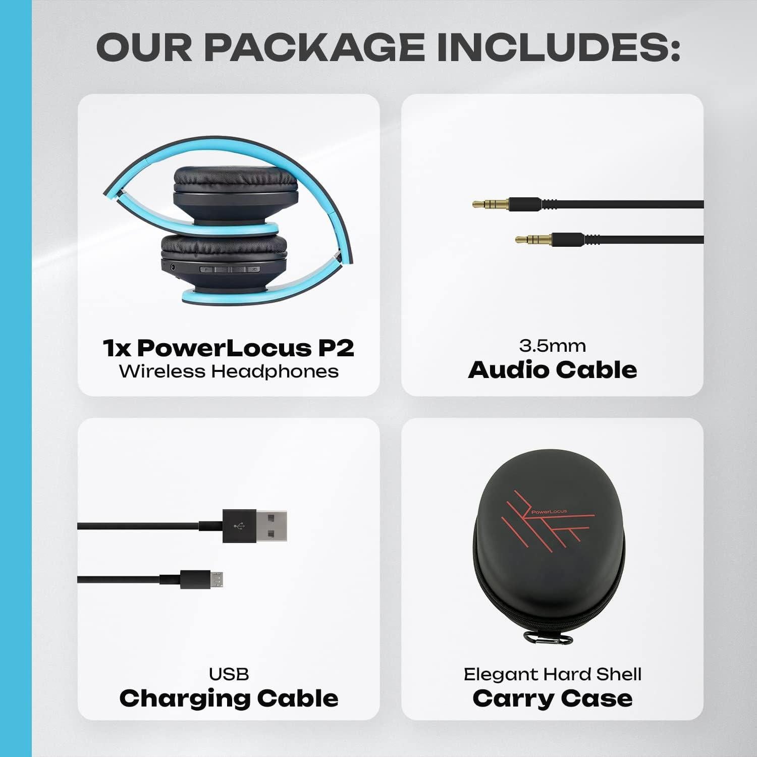 Auriculares Bluetooth PowerLocus P2 Inalámbricos Azul 20h Batería