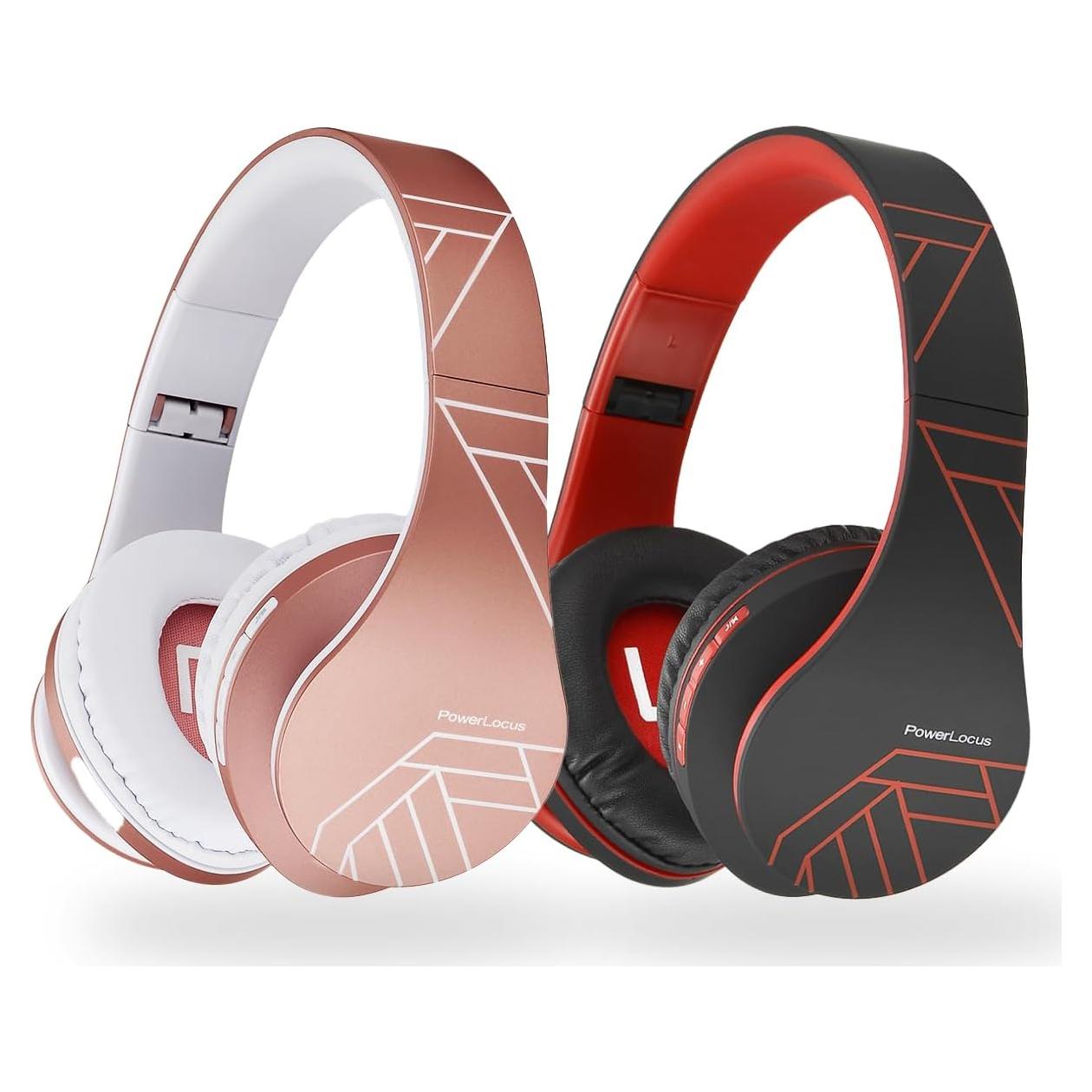 Auriculares Inalámbricos PowerLocus P2 - 2 Piezas Oro Rosa y Negro/Rojo