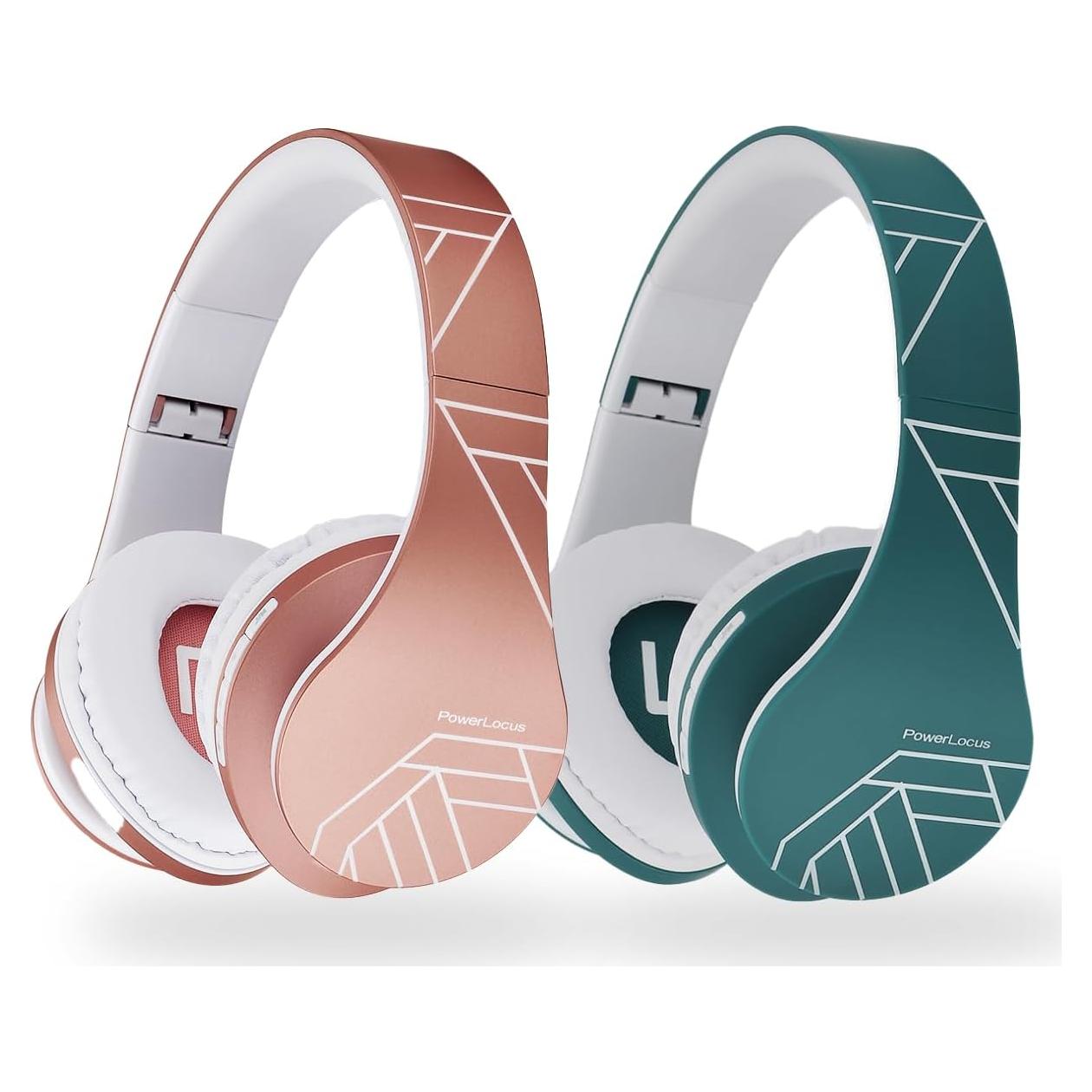 Auriculares Inalámbricos PowerLocus P2 - 2 Piezas Oro Rosa y Azul/Blanco
