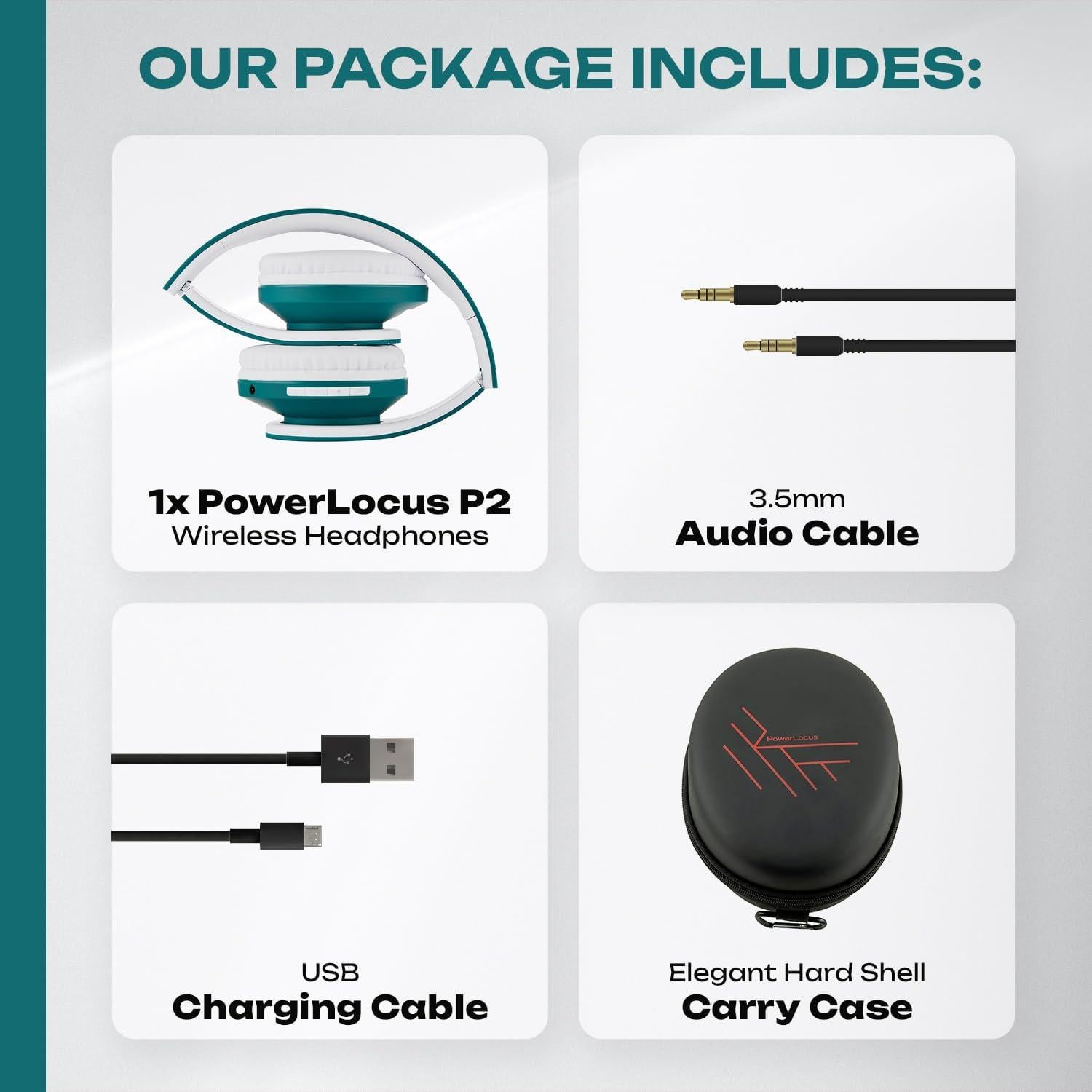 Auriculares Inalámbricos PowerLocus P2 - 2 Piezas Negro y Azul/Blanco