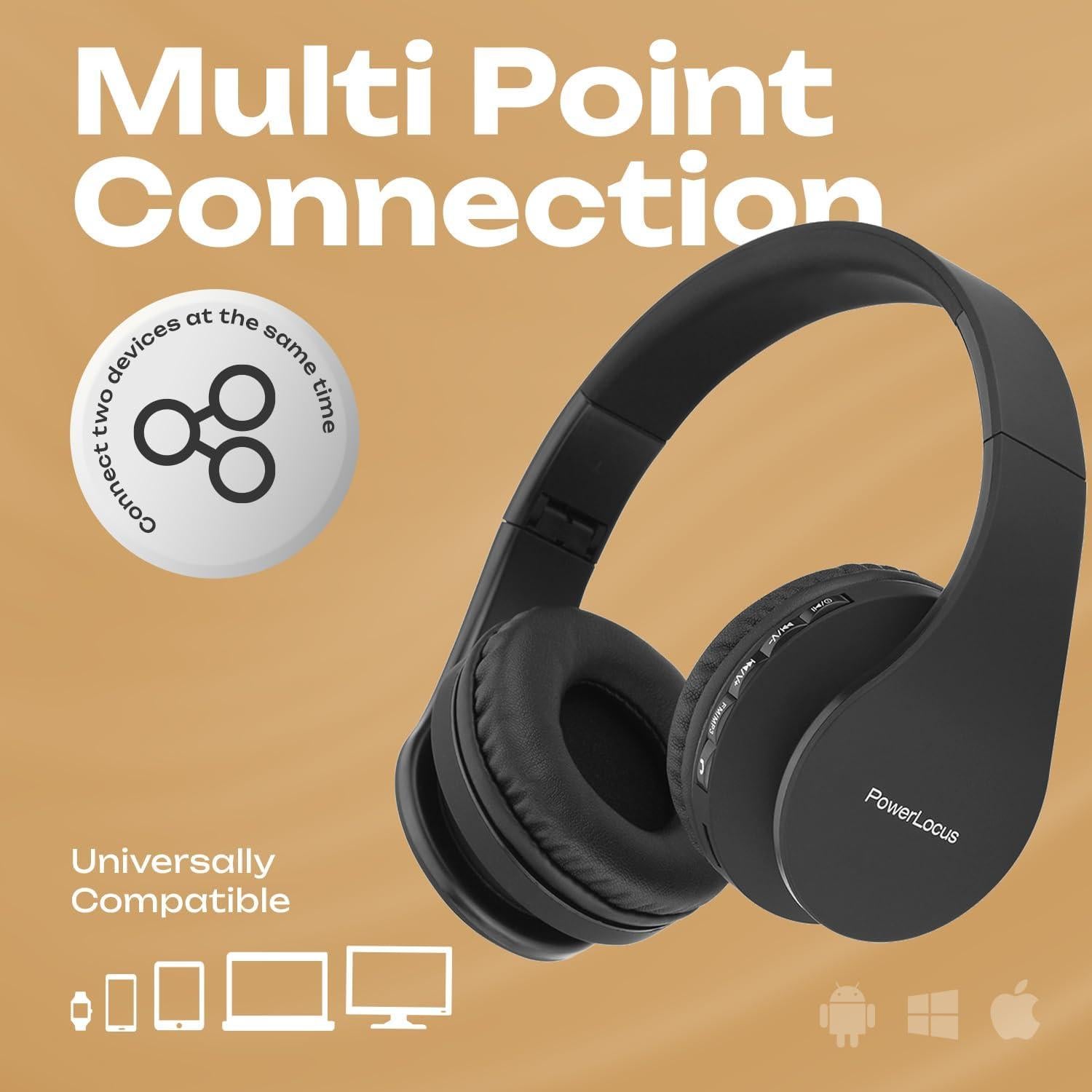 Auriculares Inalámbricos Bluetooth PowerLocus P1 Over-Ear Negro