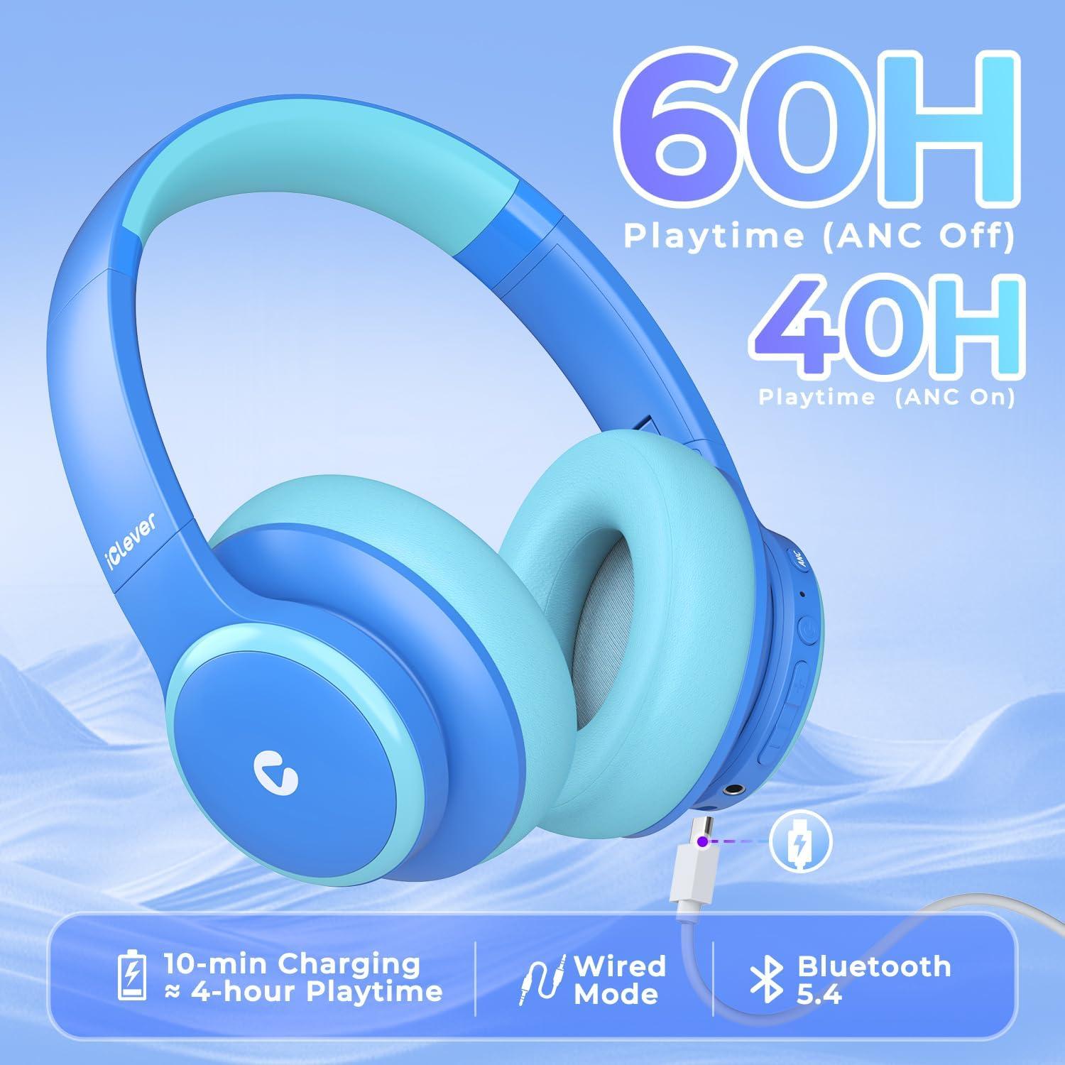 Auriculares Bluetooth iClever BTH26 Niños ANC 60H Azul
