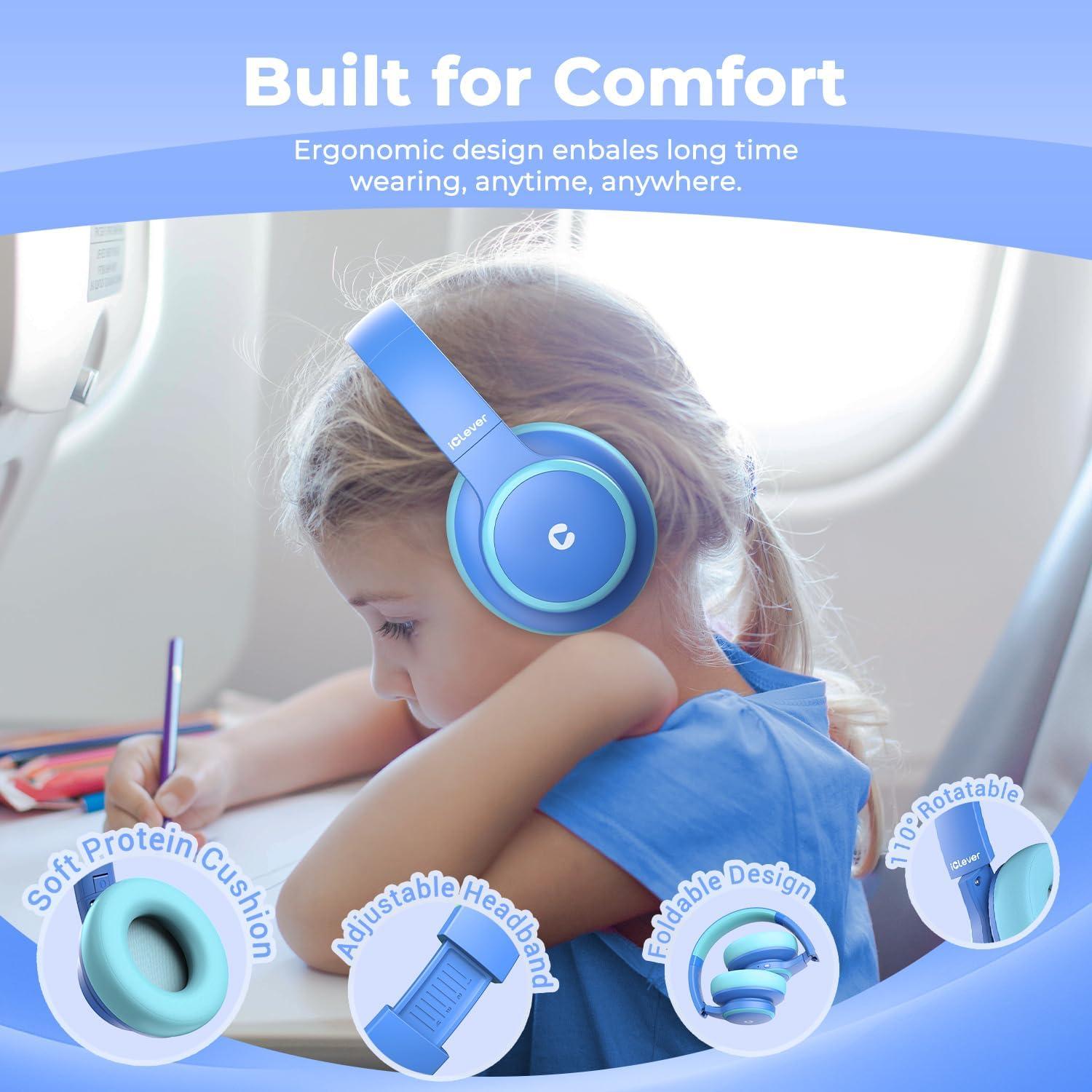 Auriculares Bluetooth iClever BTH26 Niños ANC 60H Azul