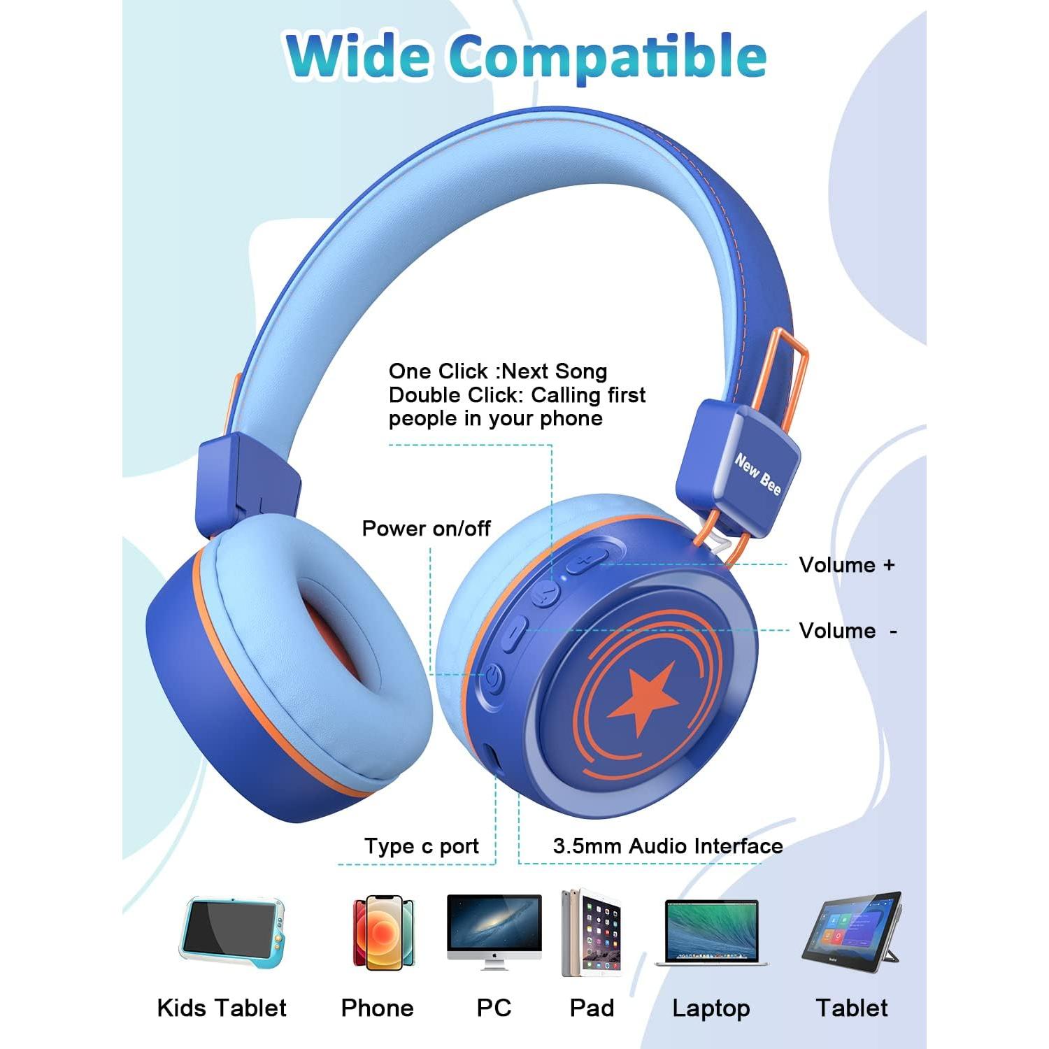 Auriculares Inalámbricos New Bee KH21B para Niños Azul 32H
