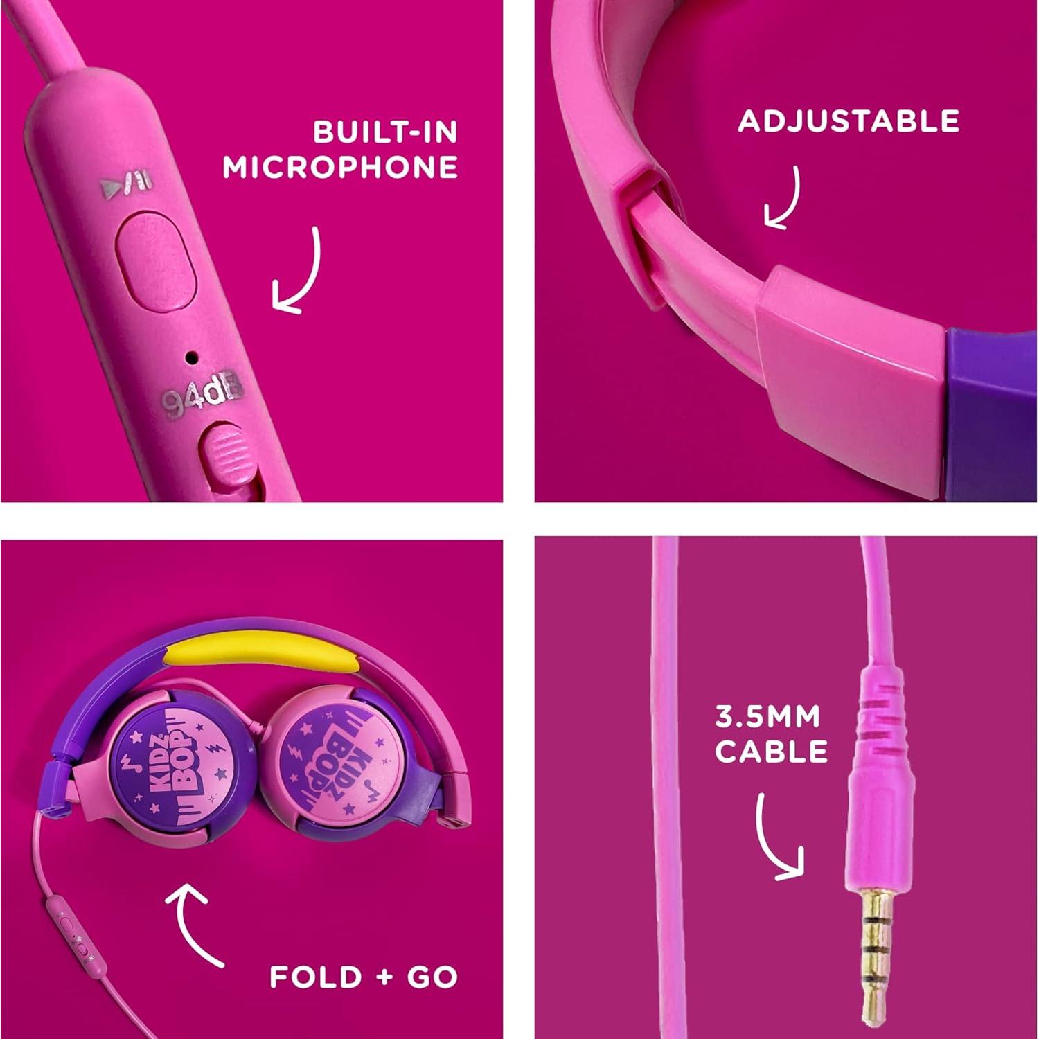 Auriculares Kidz Bop Move2Play con Cable para Niños Rosa 3.5mm