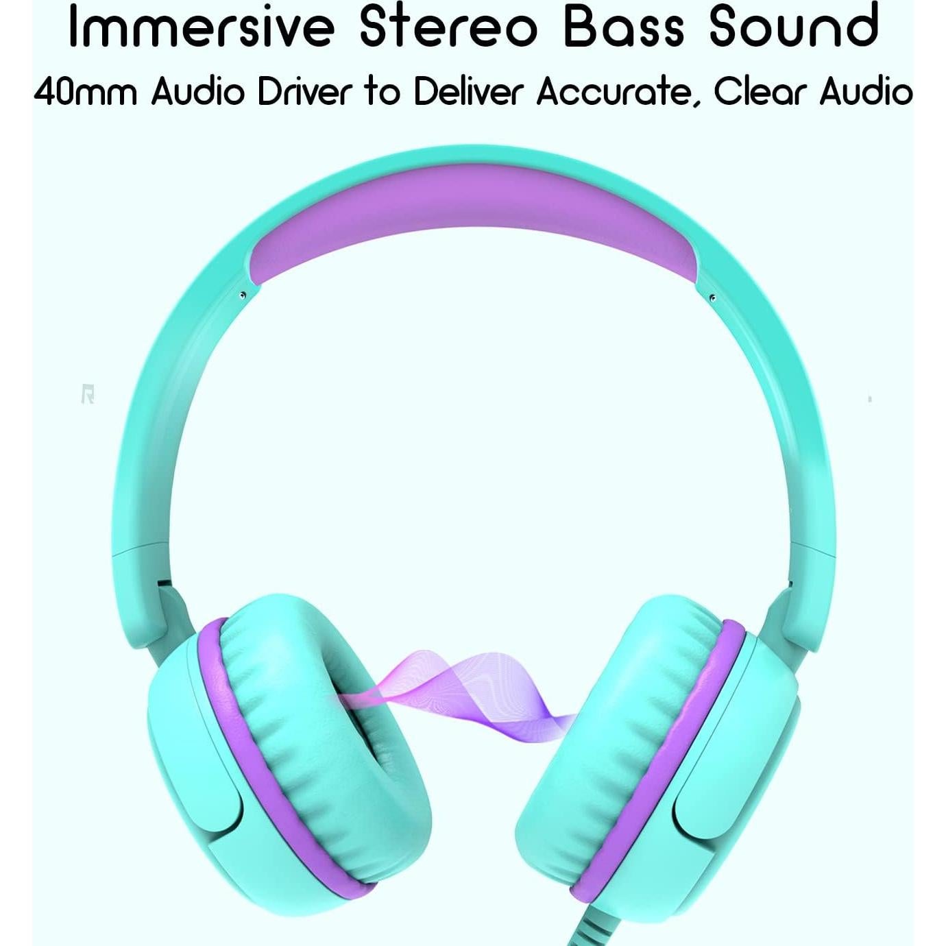 Auriculares IMYB V1 para Niños Verde, Estéreo 40mm, Plegables