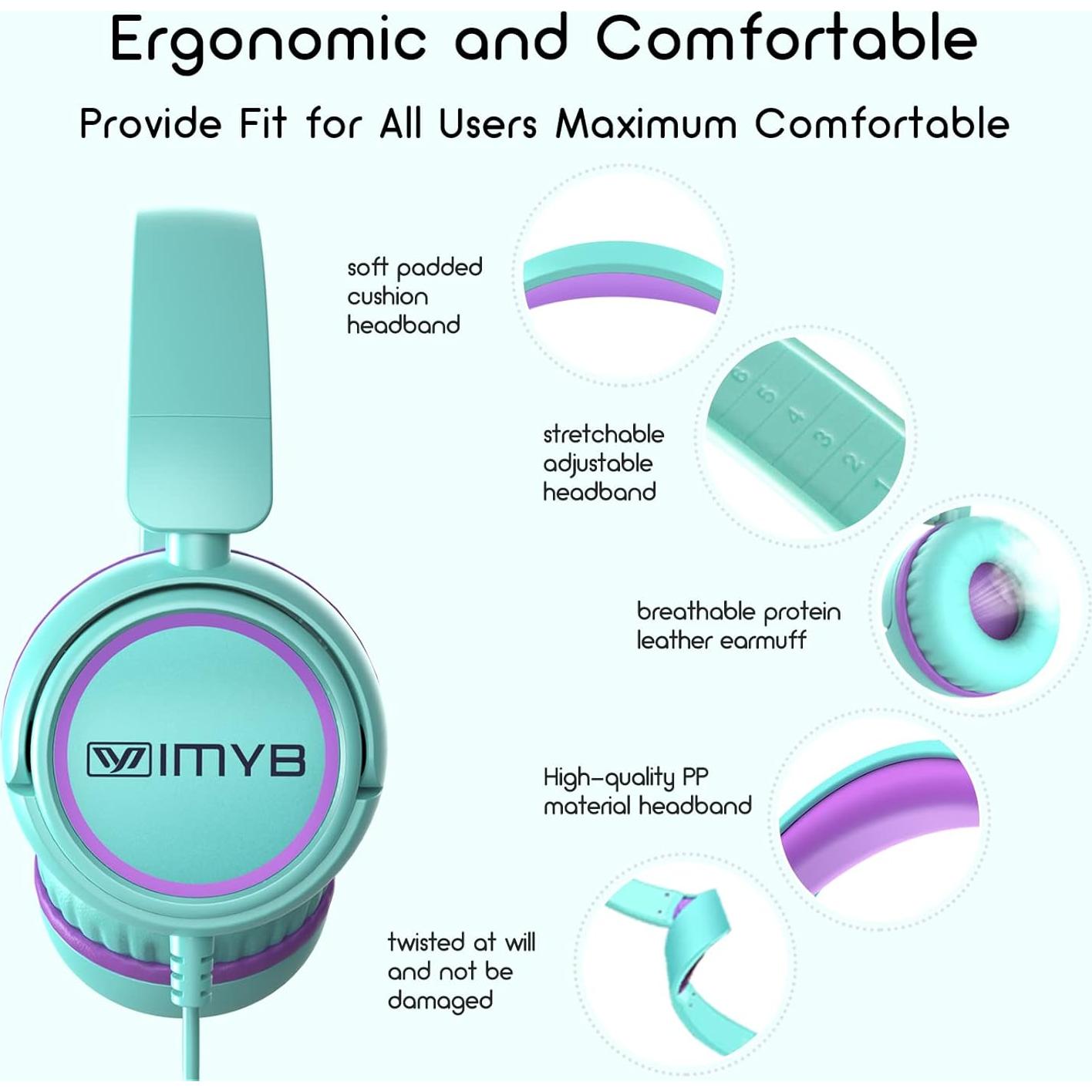 Auriculares IMYB V1 para Niños Verde, Estéreo 40mm, Plegables