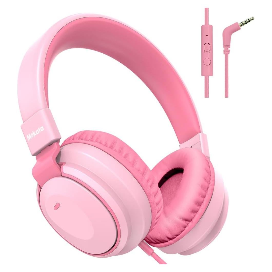 Auriculares MOKATA para Niños Rosa 85dB Plegables con Micrófono