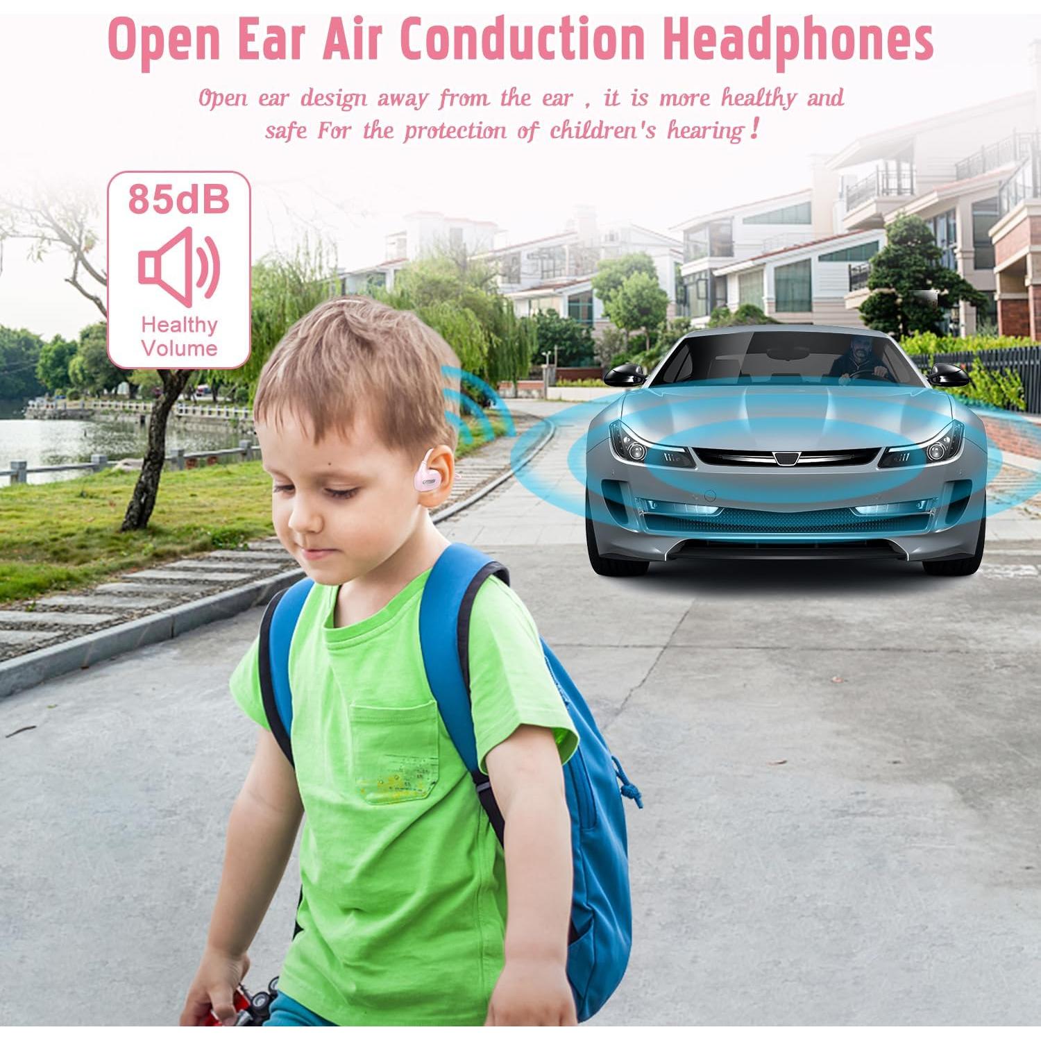 BANIGIPA Kids Headphones, Open Ear Headphones Comfortable for Teens Child Boys Girls, Wireless Bluetooth 5.4 Headset w/Mic for School/Tablet/Travel, 13g Ultra-Light, Protect Hearing, 10H Playtime