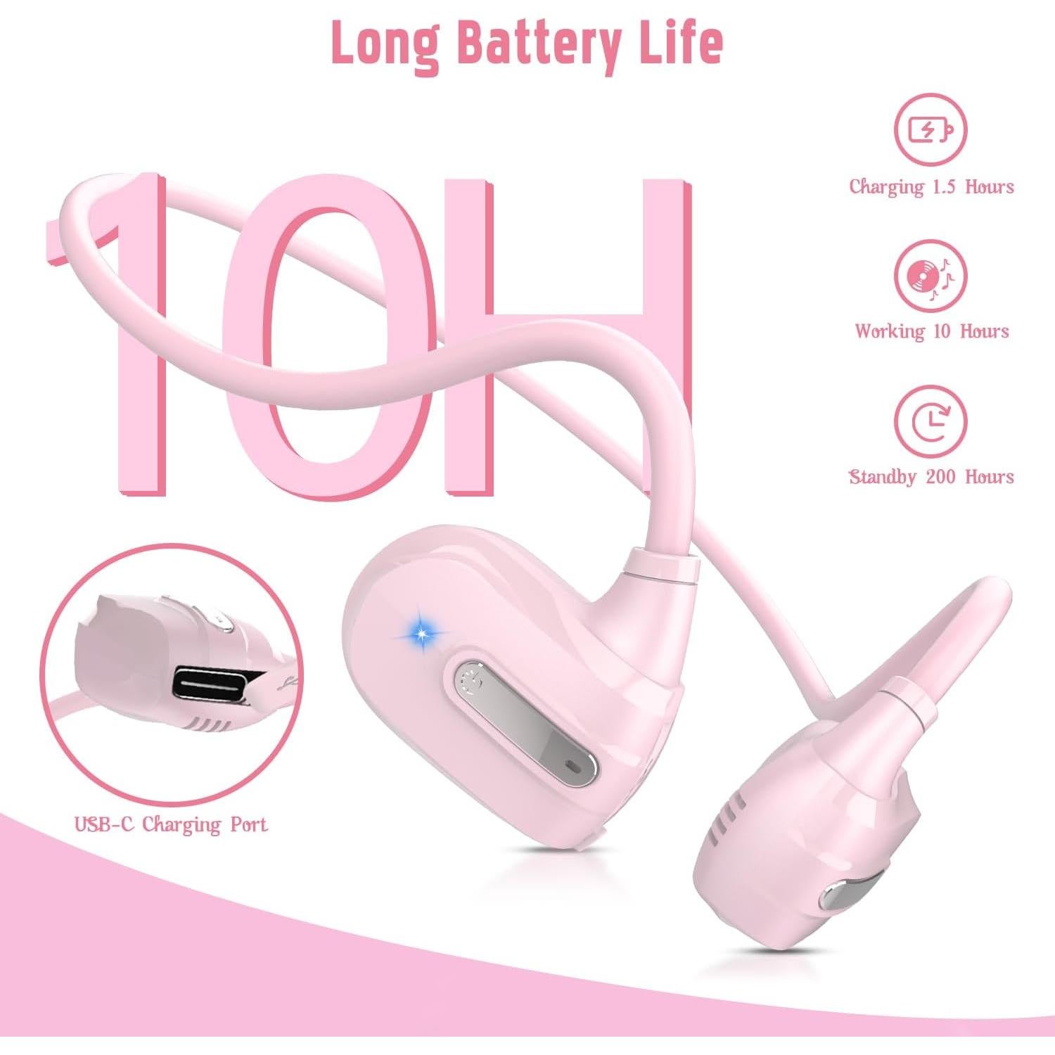 BANIGIPA Kids Headphones, Open Ear Headphones Comfortable for Teens Child Boys Girls, Wireless Bluetooth 5.4 Headset w/Mic for School/Tablet/Travel, 13g Ultra-Light, Protect Hearing, 10H Playtime