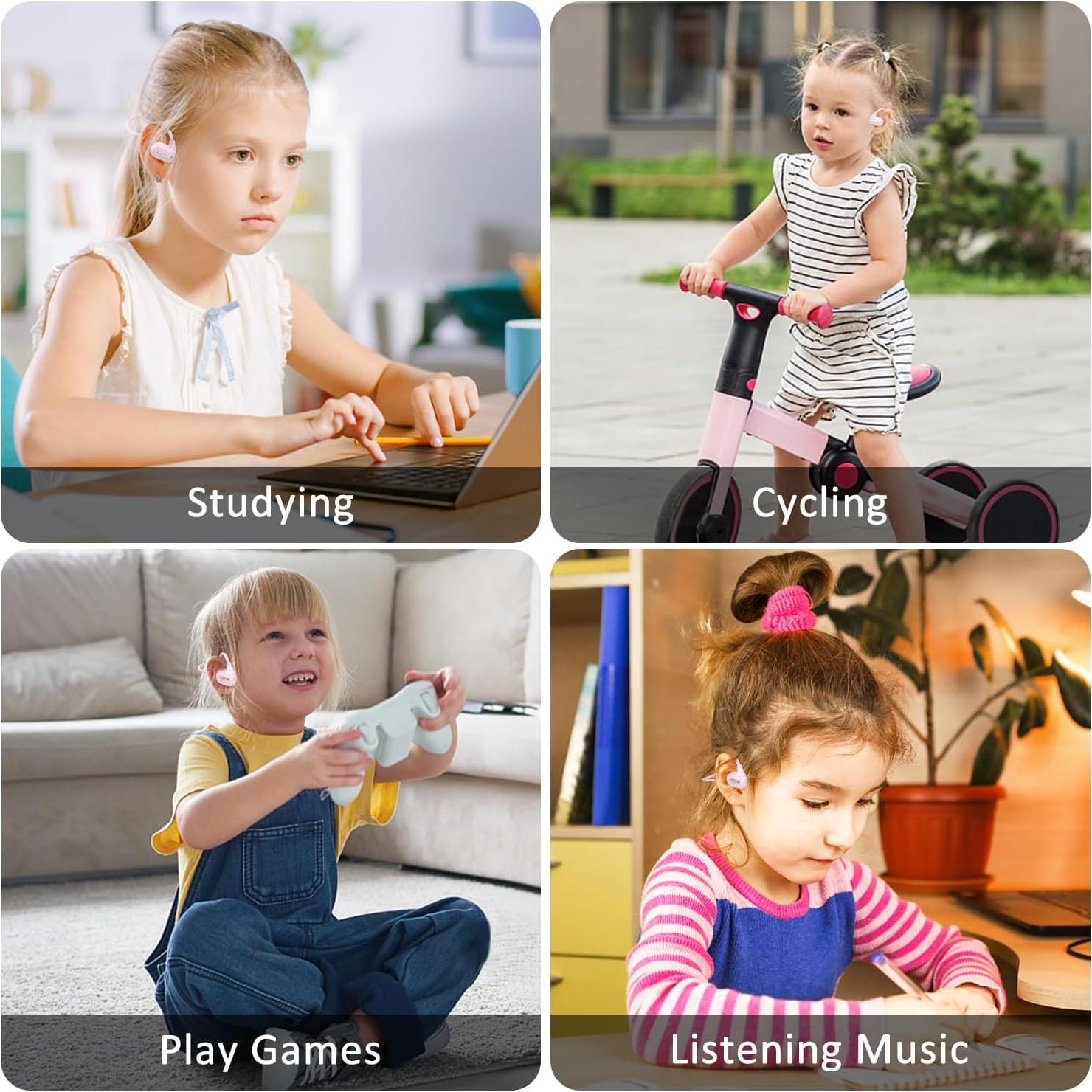 BANIGIPA Kids Headphones, Open Ear Headphones Comfortable for Teens Child Boys Girls, Wireless Bluetooth 5.4 Headset w/Mic for School/Tablet/Travel, 13g Ultra-Light, Protect Hearing, 10H Playtime