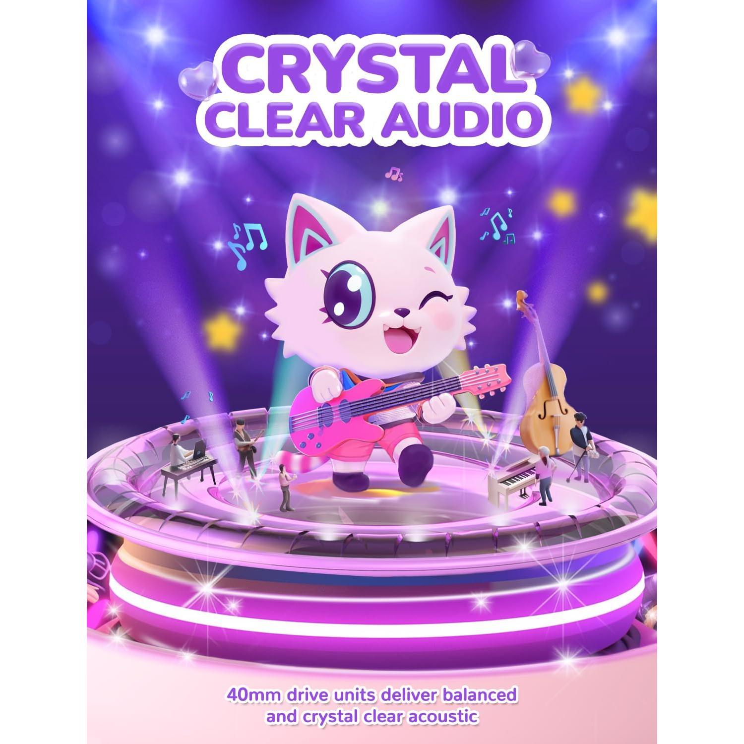 Auriculares Bluetooth iClever Galletas Meow Niños 60h RGB