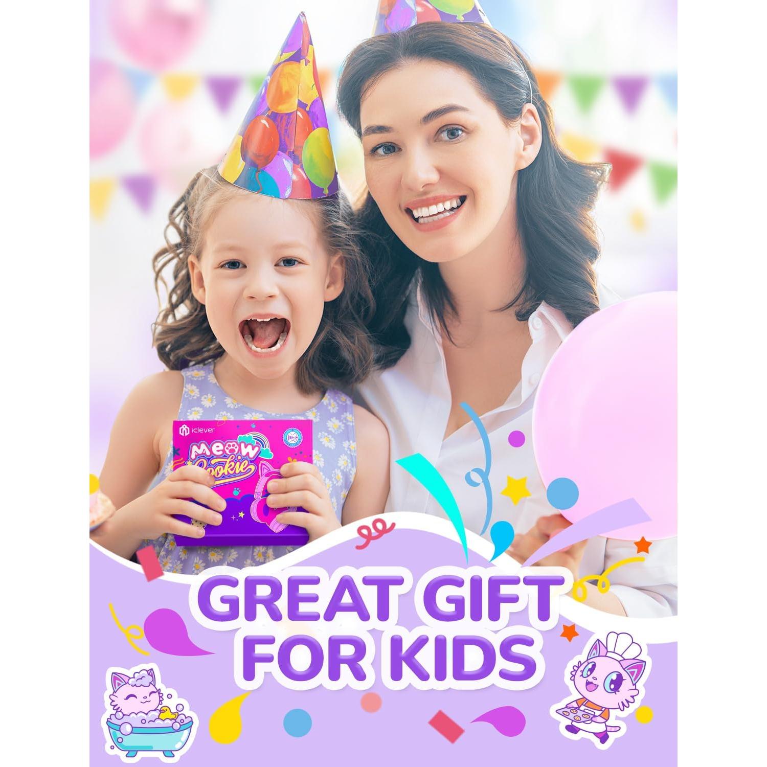 Auriculares Bluetooth iClever Galletas Meow Niños 60h RGB