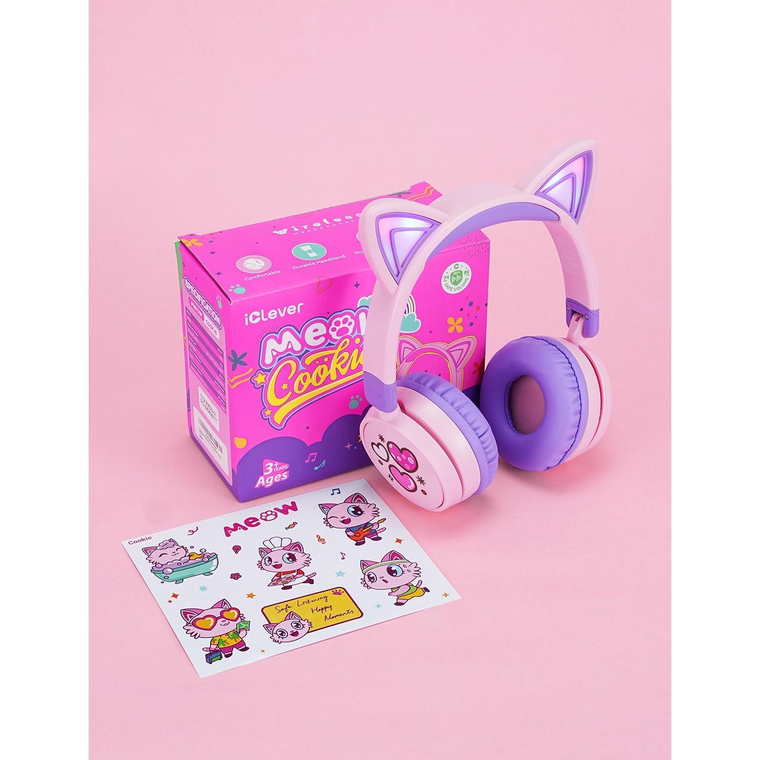 Auriculares Bluetooth iClever Galletas Meow Niños 60h RGB