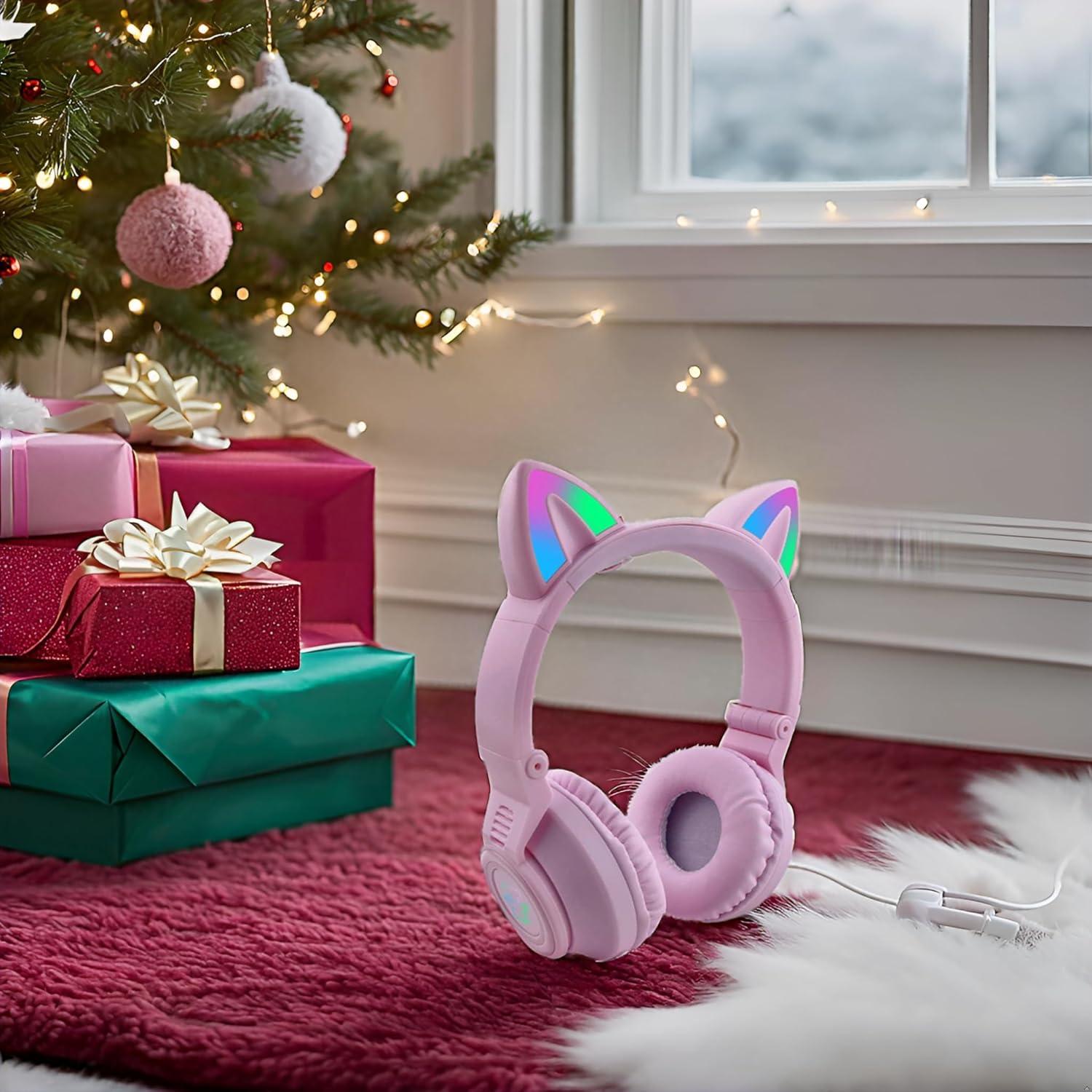 Auriculares Bluetooth Yusonic para Niños con Luz LED - Púrpura