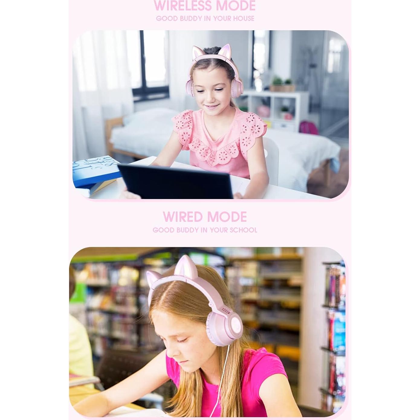 Auriculares Bluetooth Yusonic para Niños con Luz LED - Púrpura