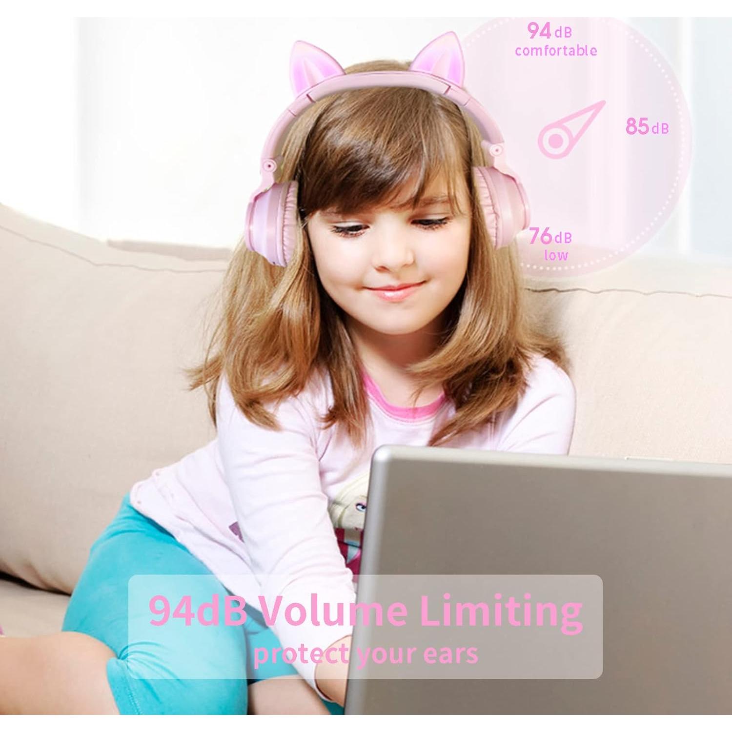 Auriculares Bluetooth Yusonic para Niños con Luz LED - Púrpura